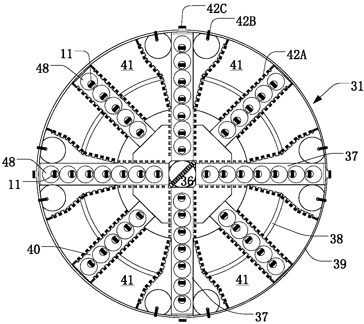 Automatic switching device for working hob and standby hob of shield machine