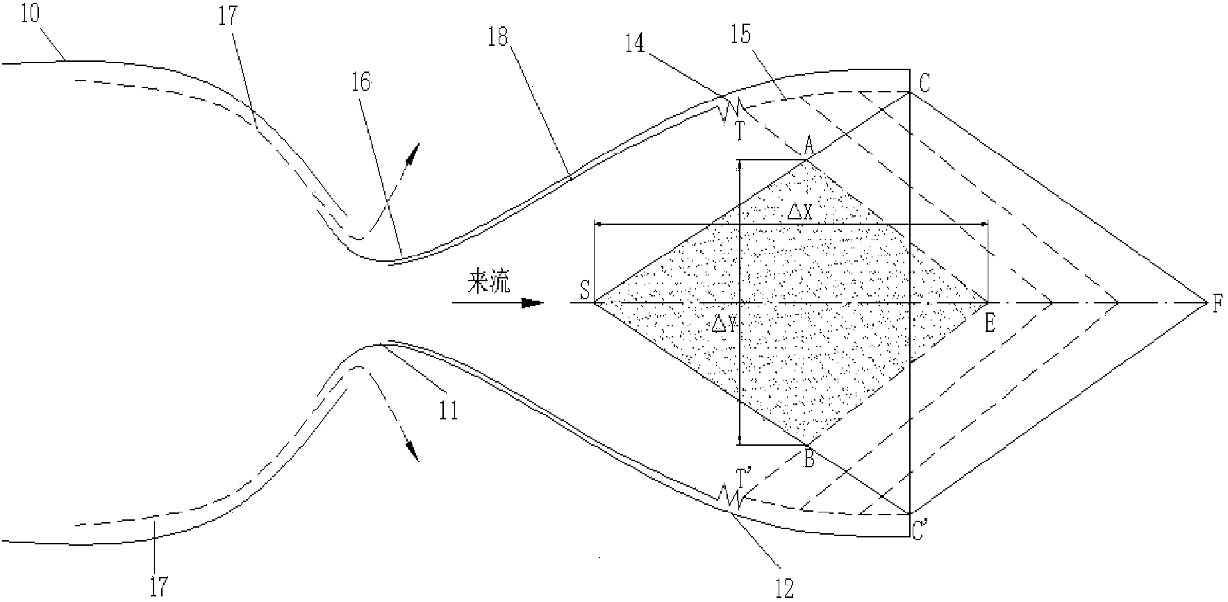 Hypersonic velocity static wind tunnel nozzle design method and hypersonic velocity static wind tunnel nozzle transition position determining method