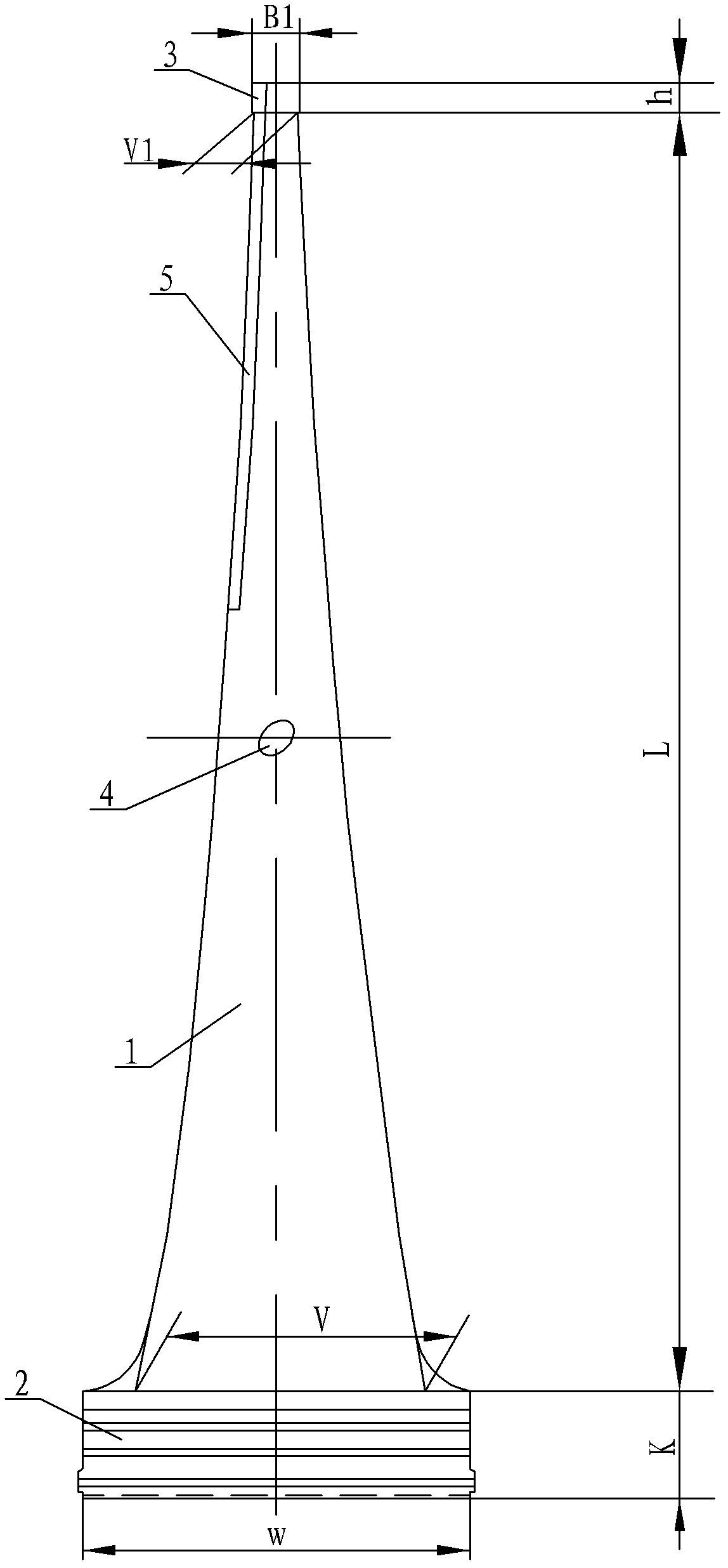 1300mm moving blade of final stage for full-rotary-speed steam turbine