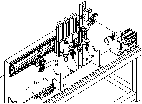 Automatic drilling, glue applying and screwing device