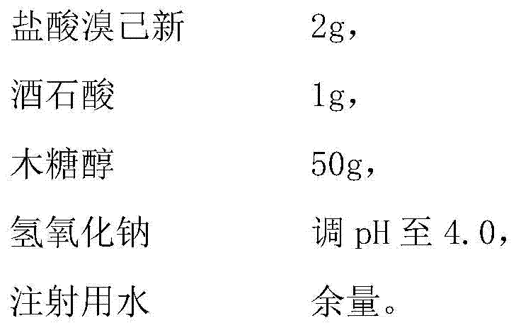 A kind of bromhexine hydrochloride injection and its preparation method and application