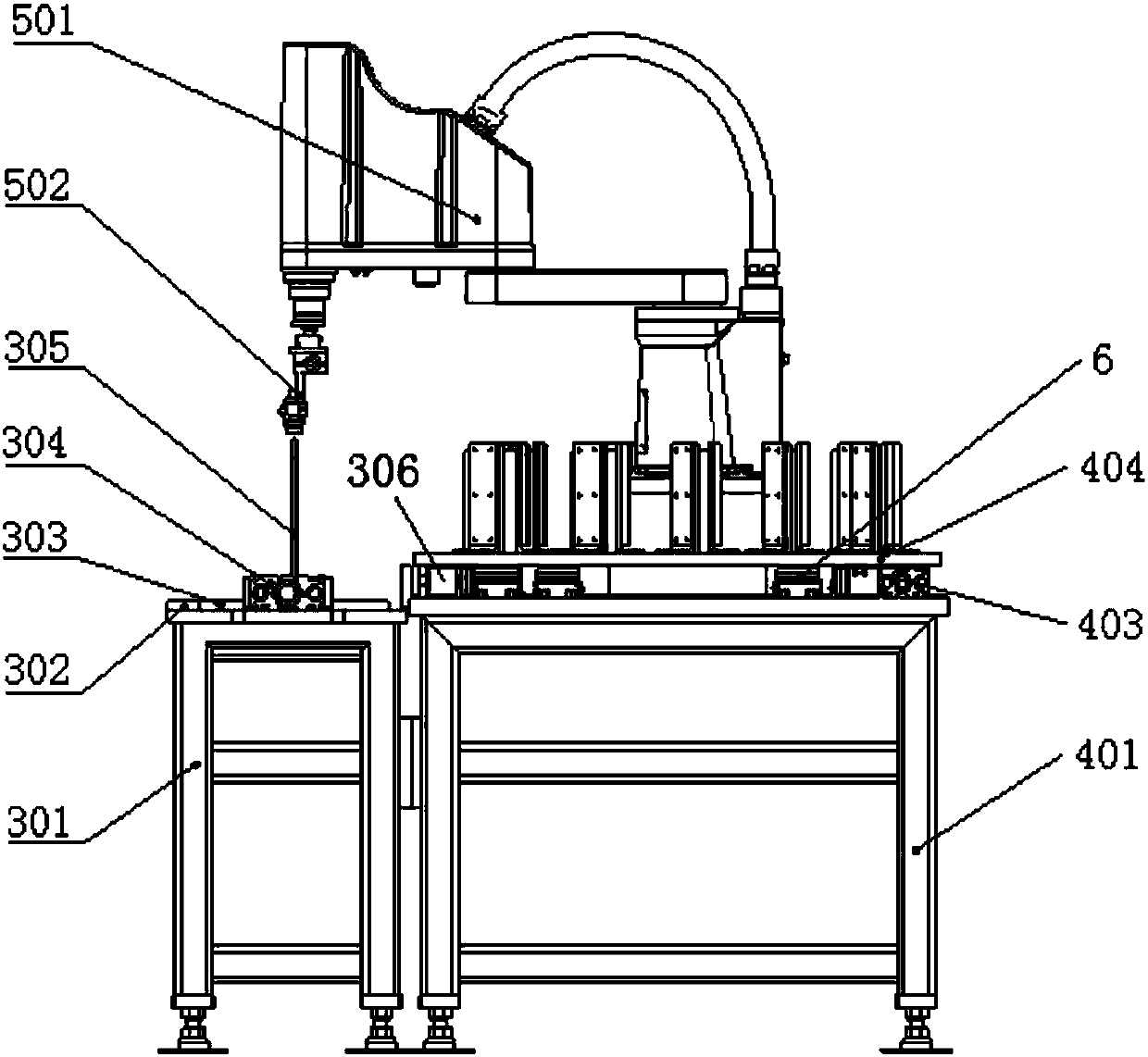 Box-type transformer laminated robot island