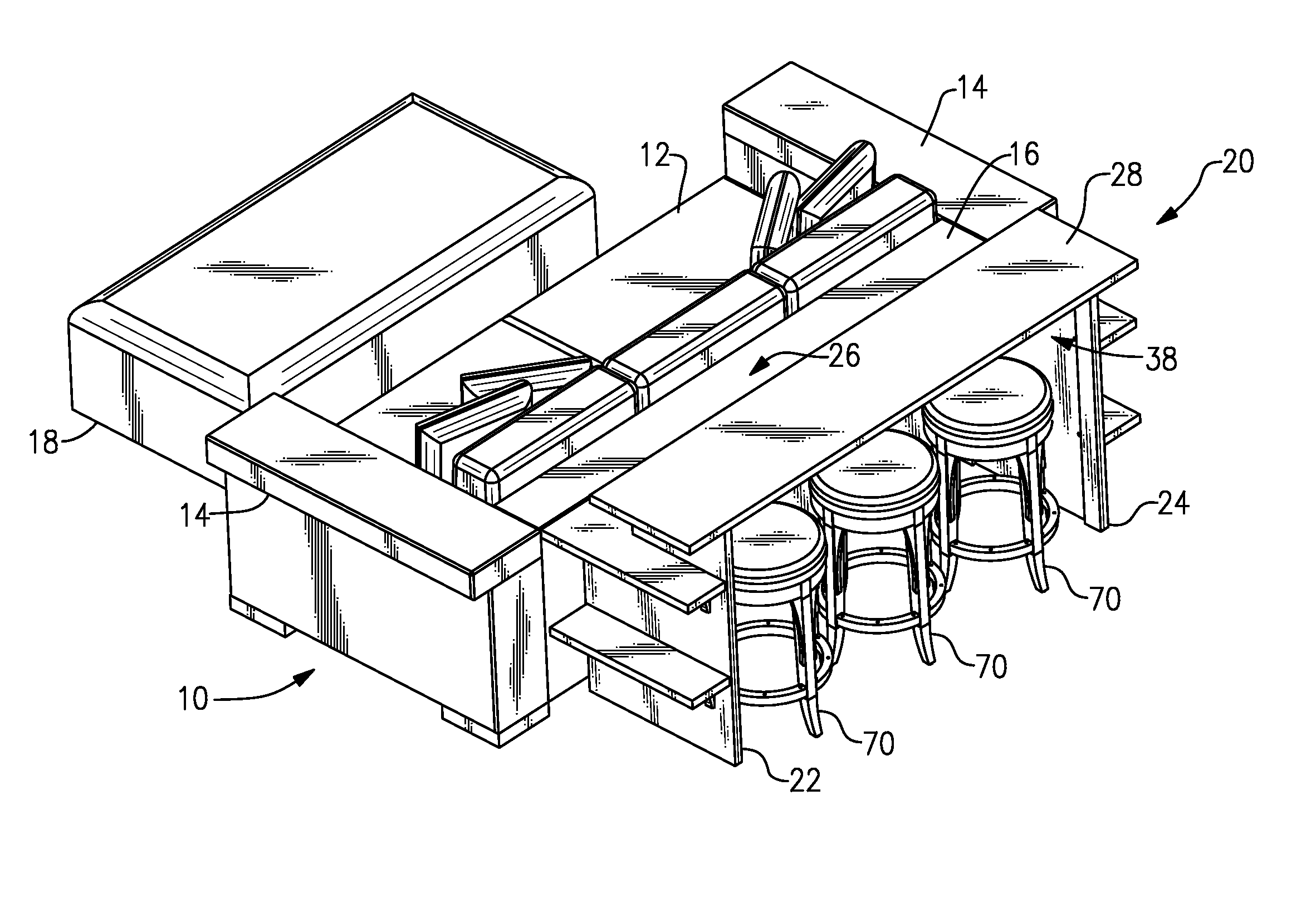 Furniture Ensemble with Sofa Table Island