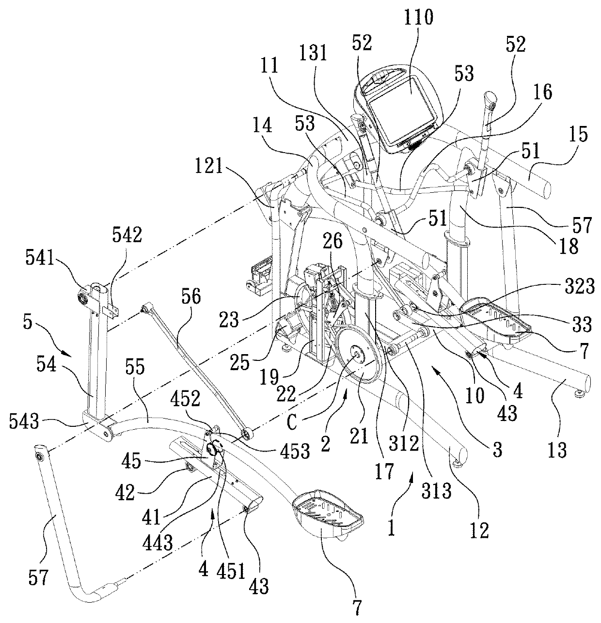 Hand-foot composite motion exercise machine