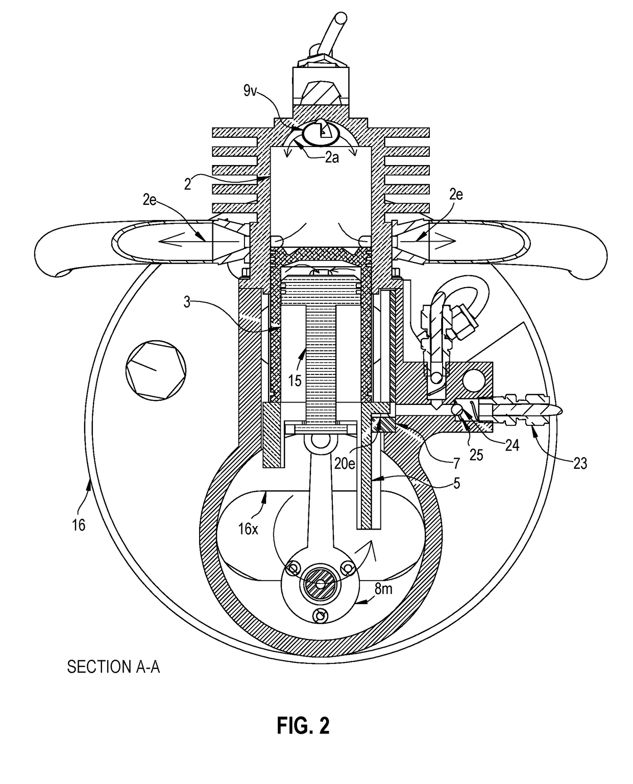 Two-stroke internal combustion engine with crankcase lubrication system