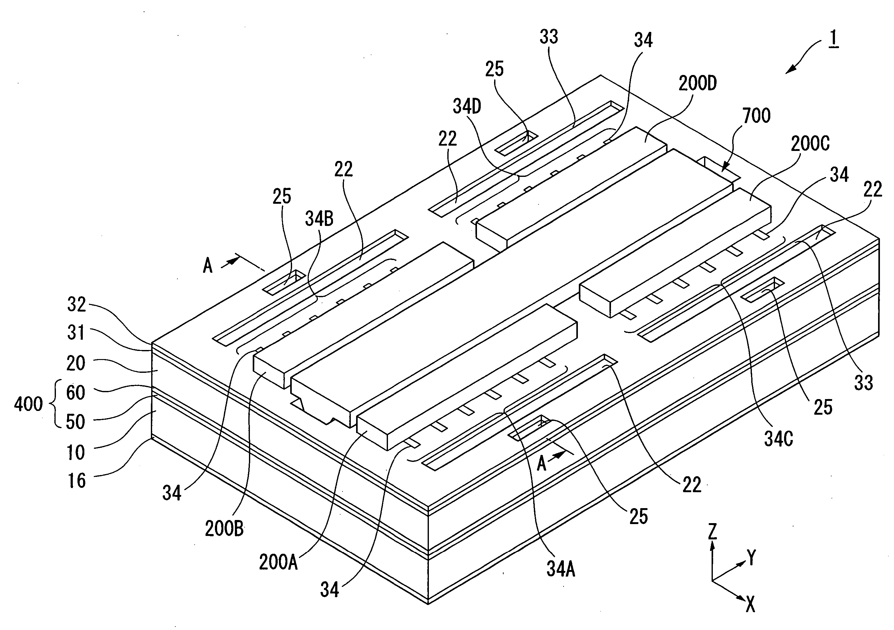 Device package structure, device packaging method, droplet ejection head, connector, and semiconductor device