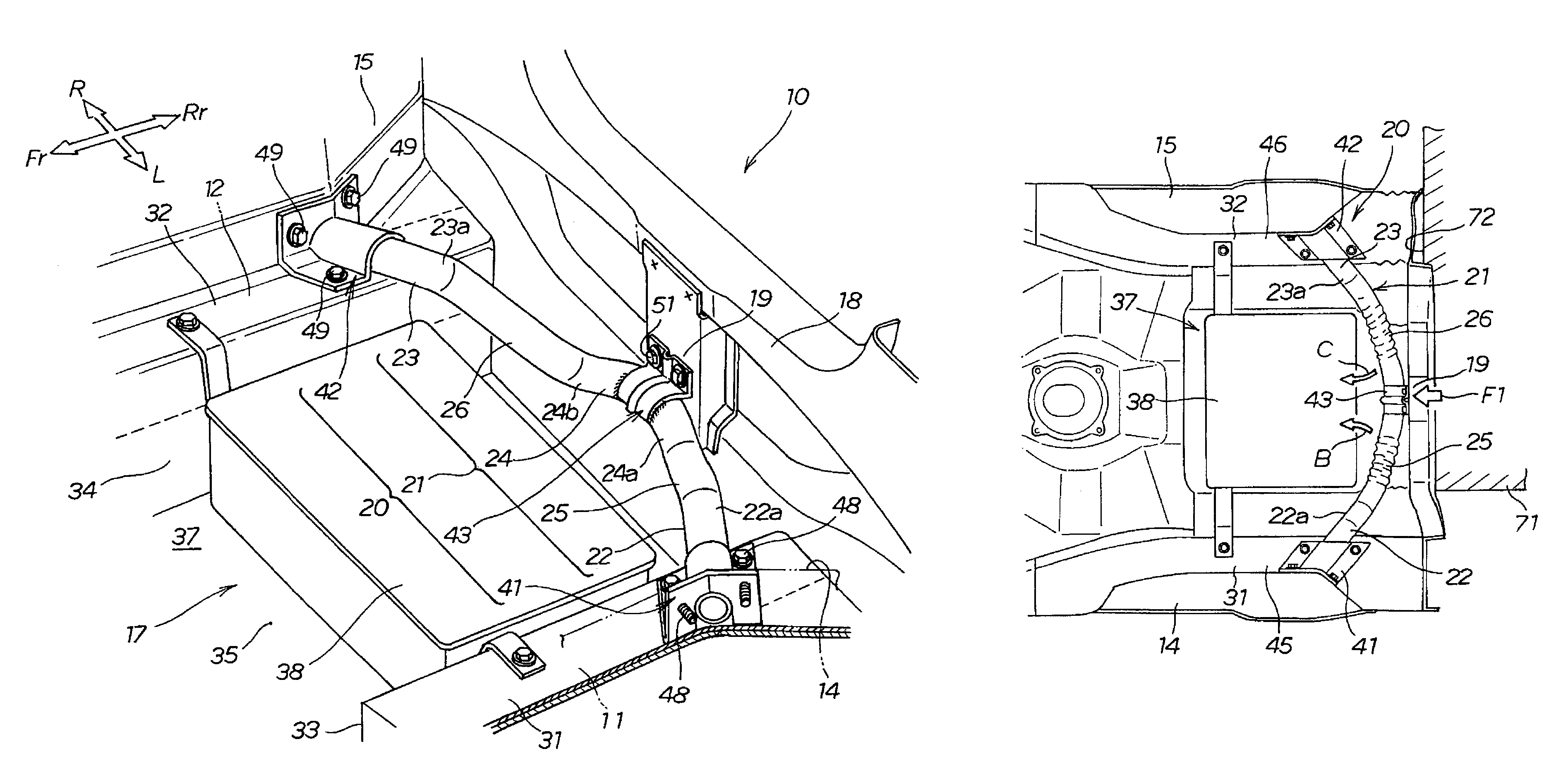 Rear frame structure for vehicle