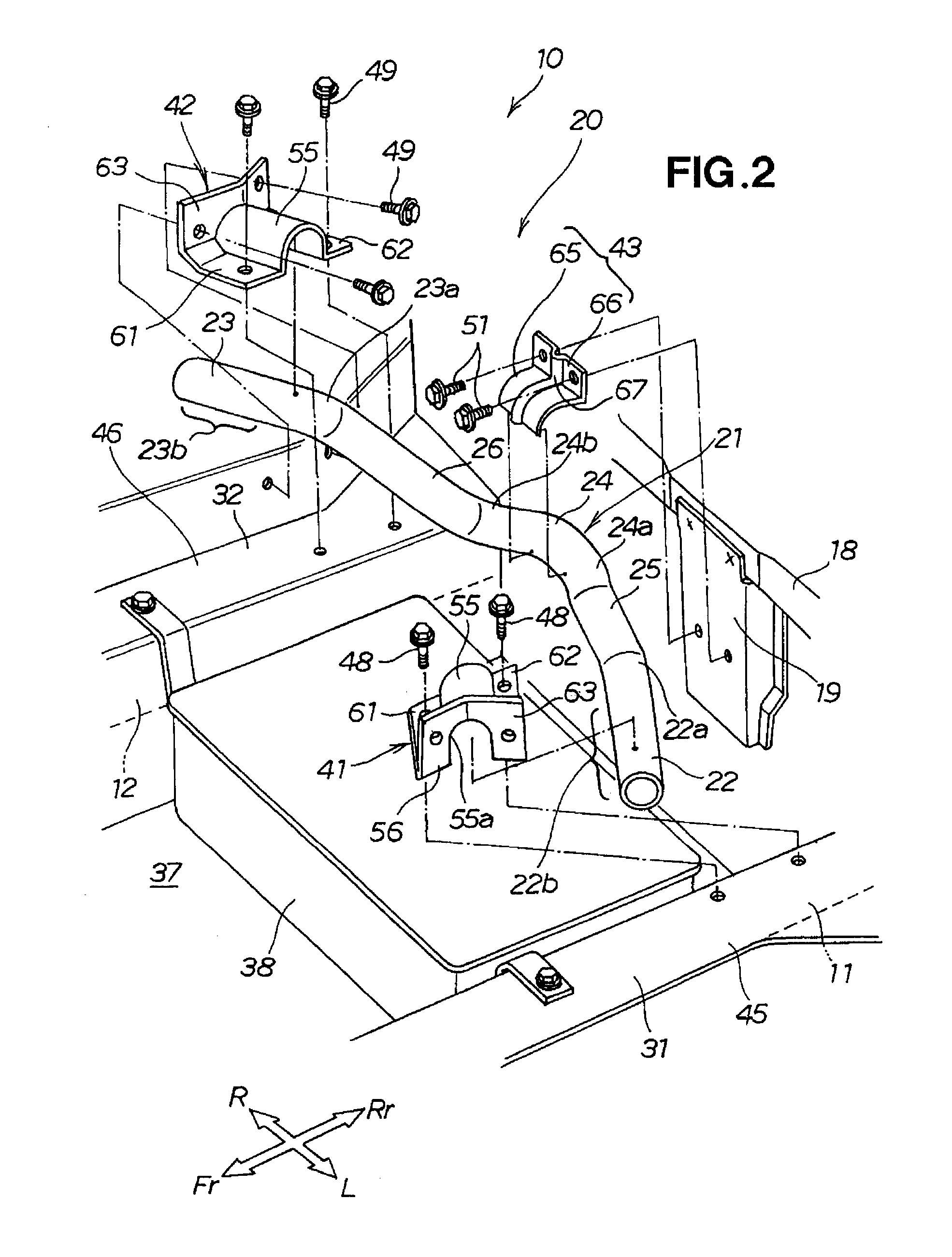 Rear frame structure for vehicle