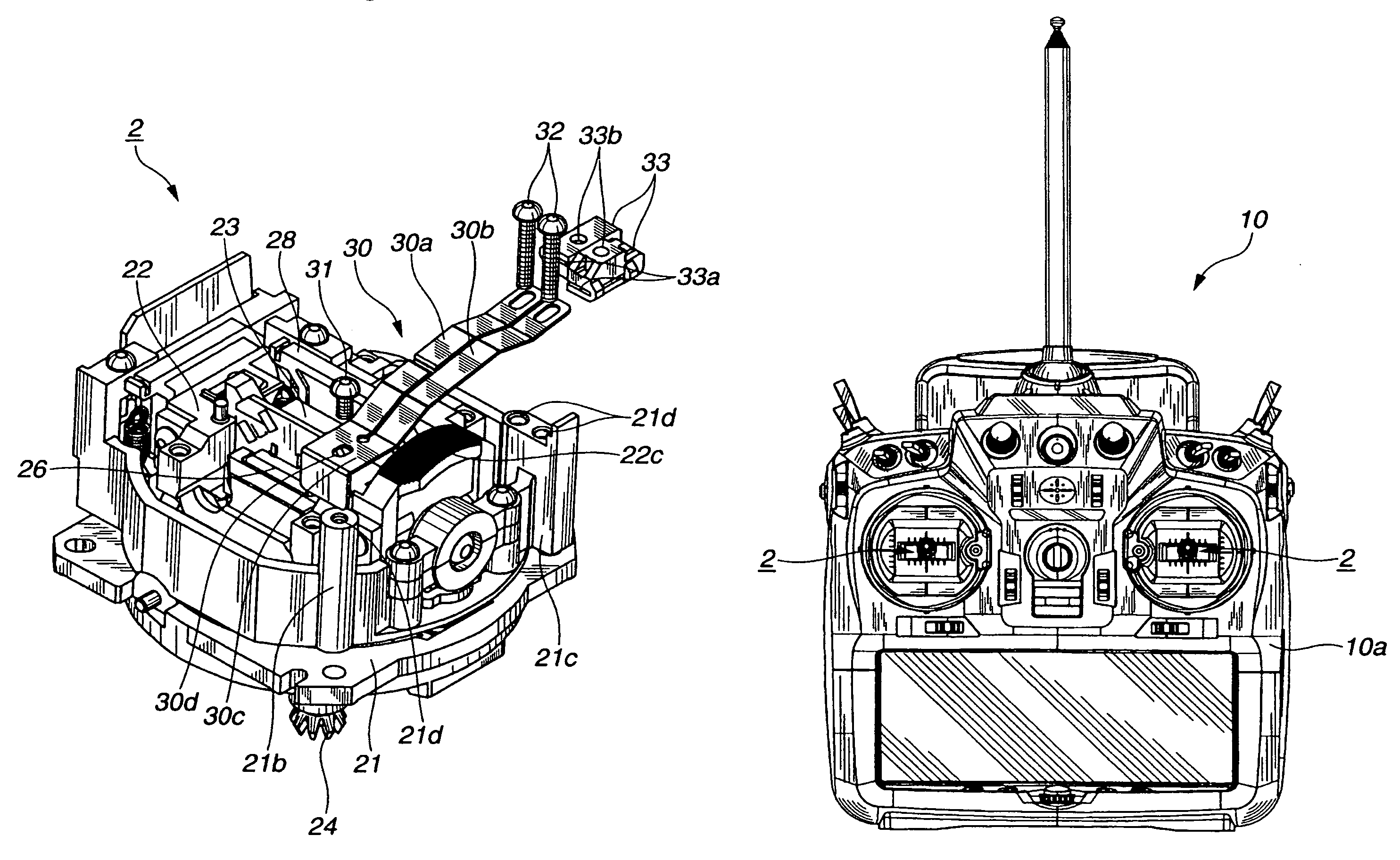 Stick lever unit for radio controlled device and radio controlled device equipped with the same