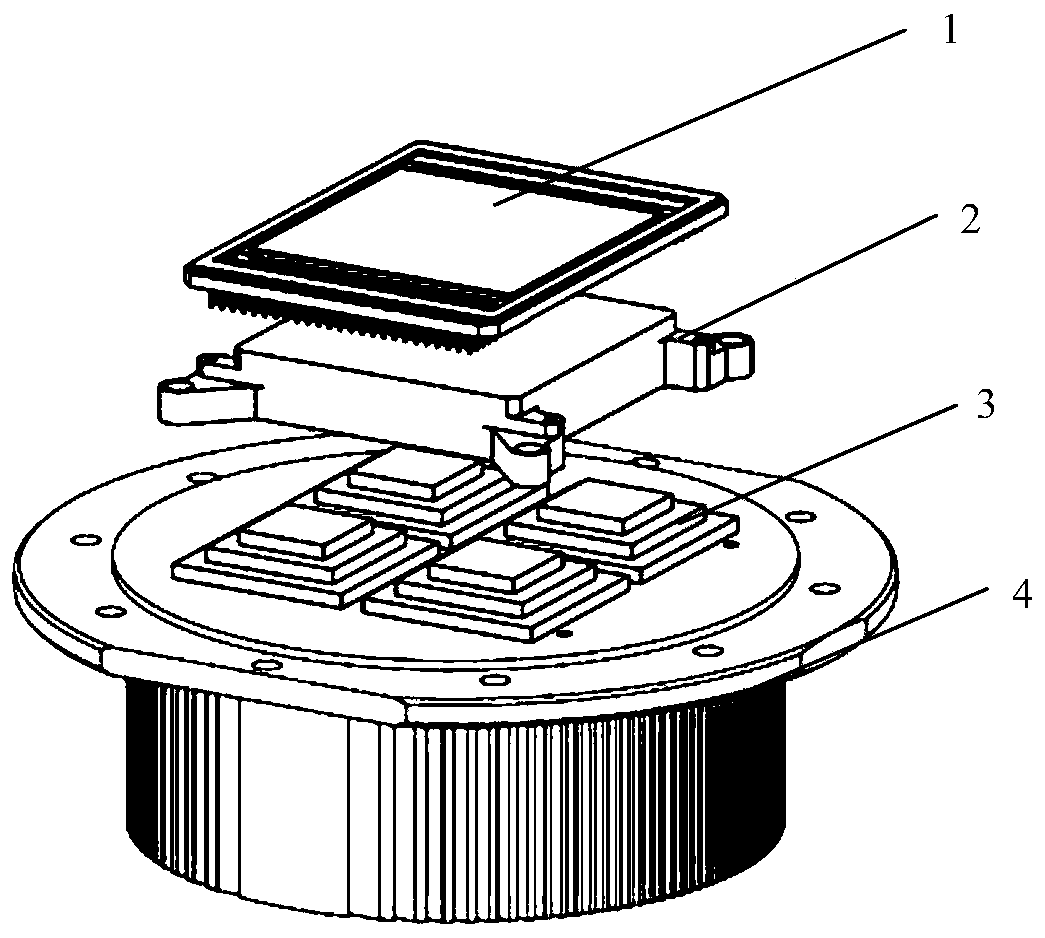 Array type multistage semiconductor refrigeration method for large-target-surface detector