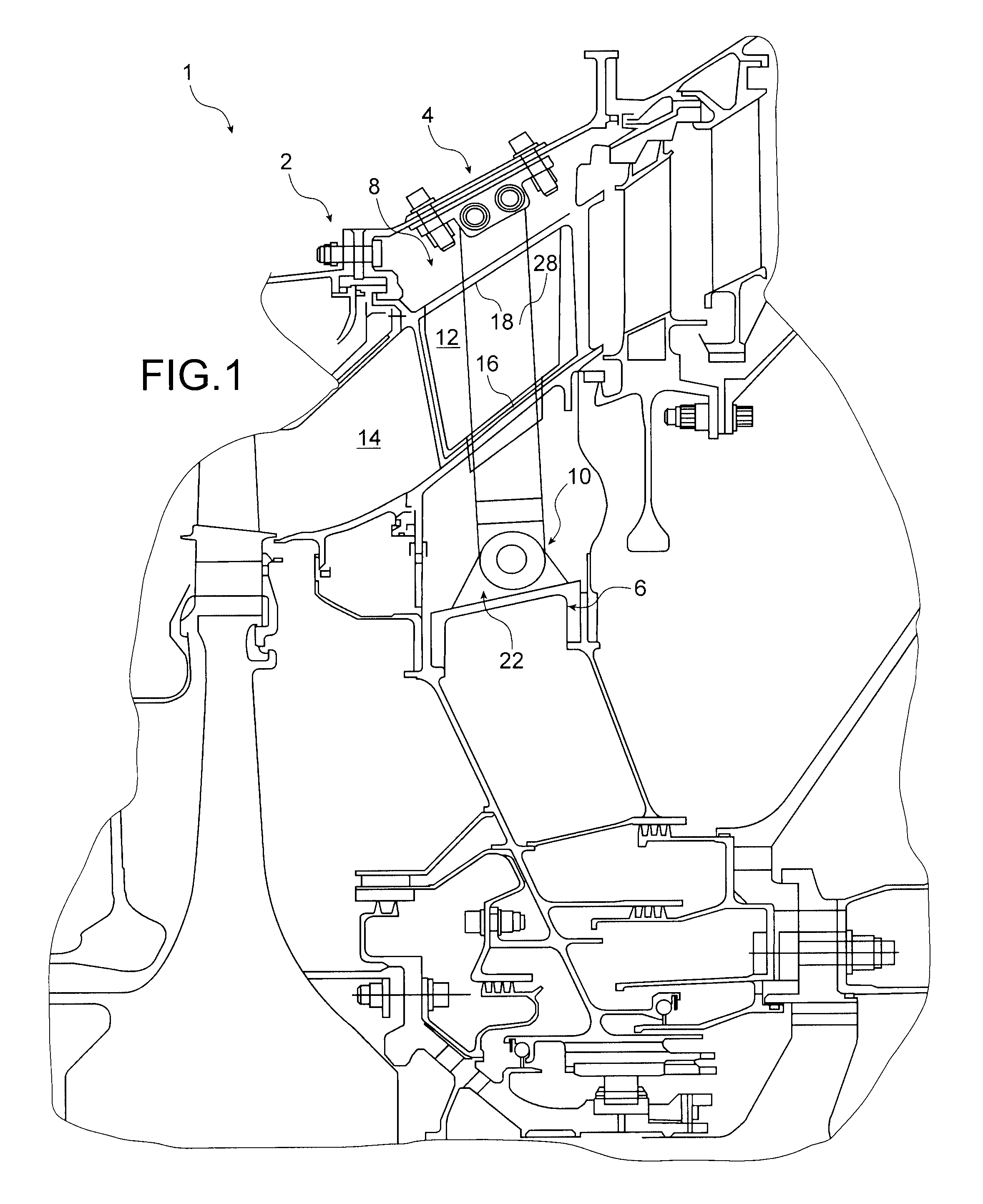 Joining device for joining two assemblies, for example for a stator of a turbomachine