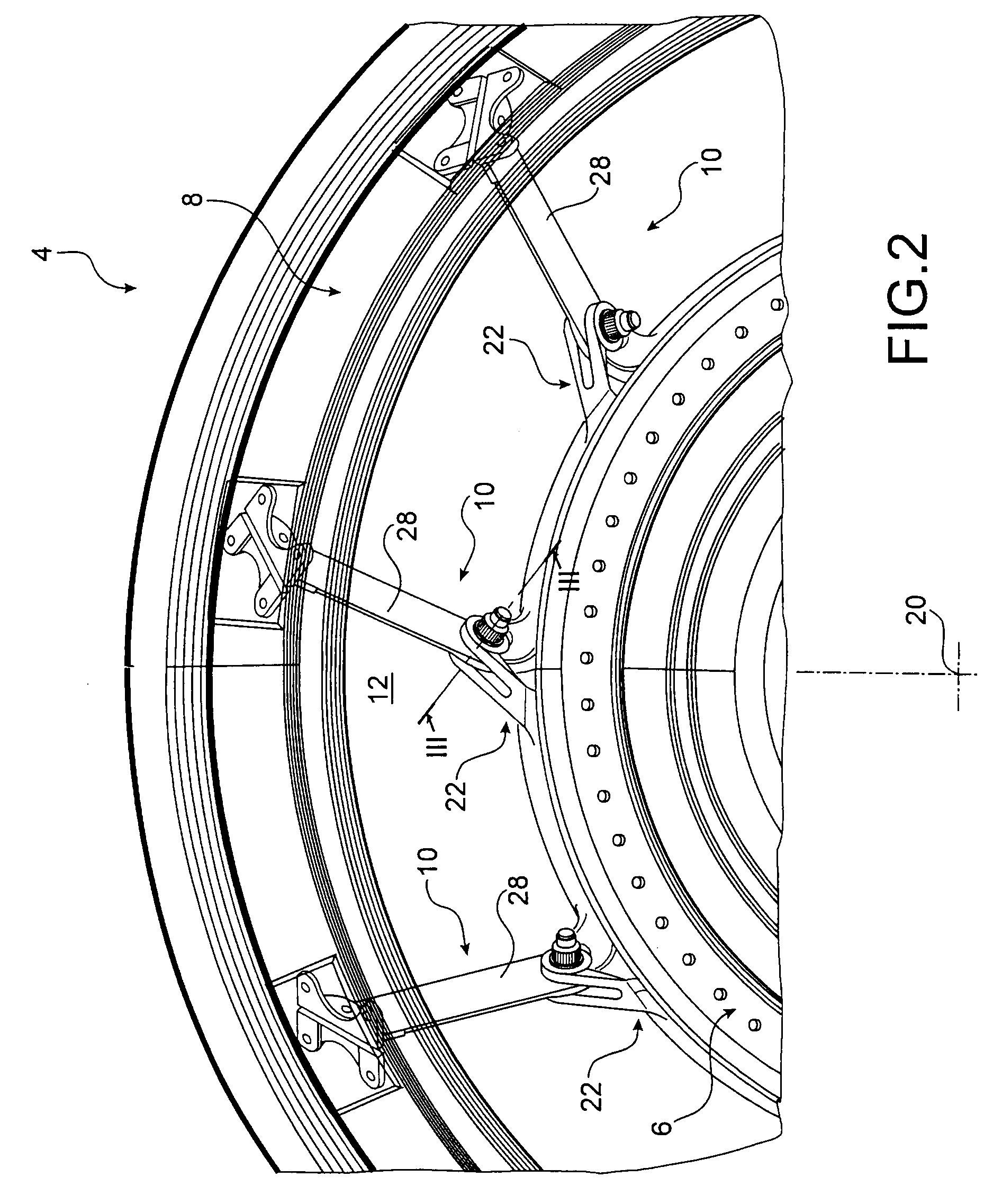 Joining device for joining two assemblies, for example for a stator of a turbomachine