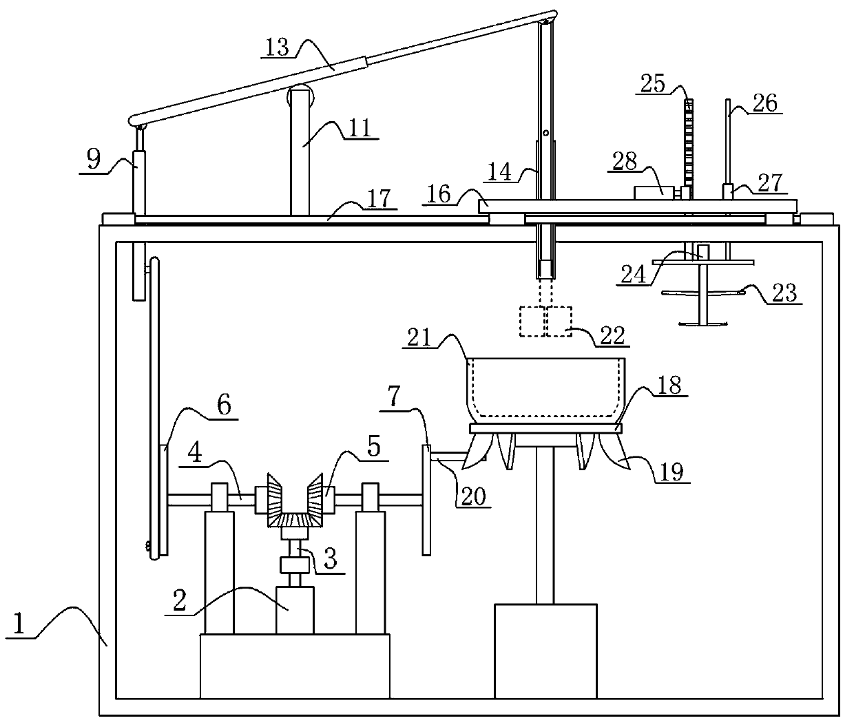 Vegetable cutting and filling stirring integrated machine