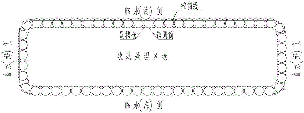 Soft foundation treatment method capable of providing pre-pressing load by surcharge load in manner of inserting and piling water draining board to drain and capable of forming steel cylinder water-stop structure