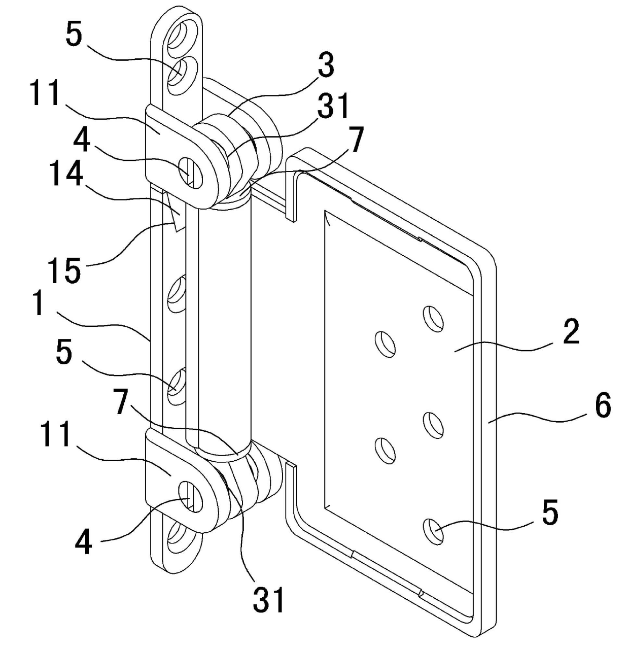 Left/right adjustable plastic-steel window hinge