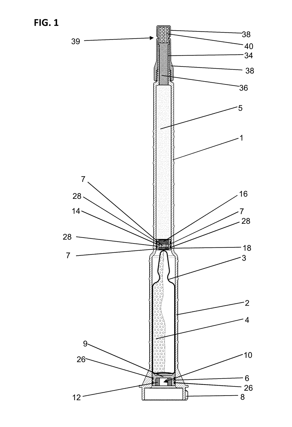 Device for storage, mixing and dispensing of a bone cement, and pertinent method