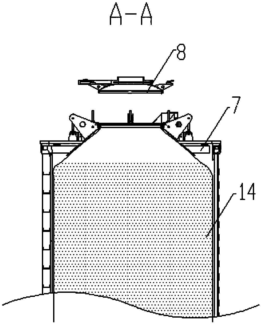 Vibration unloading device for bulk powder in container soft bag