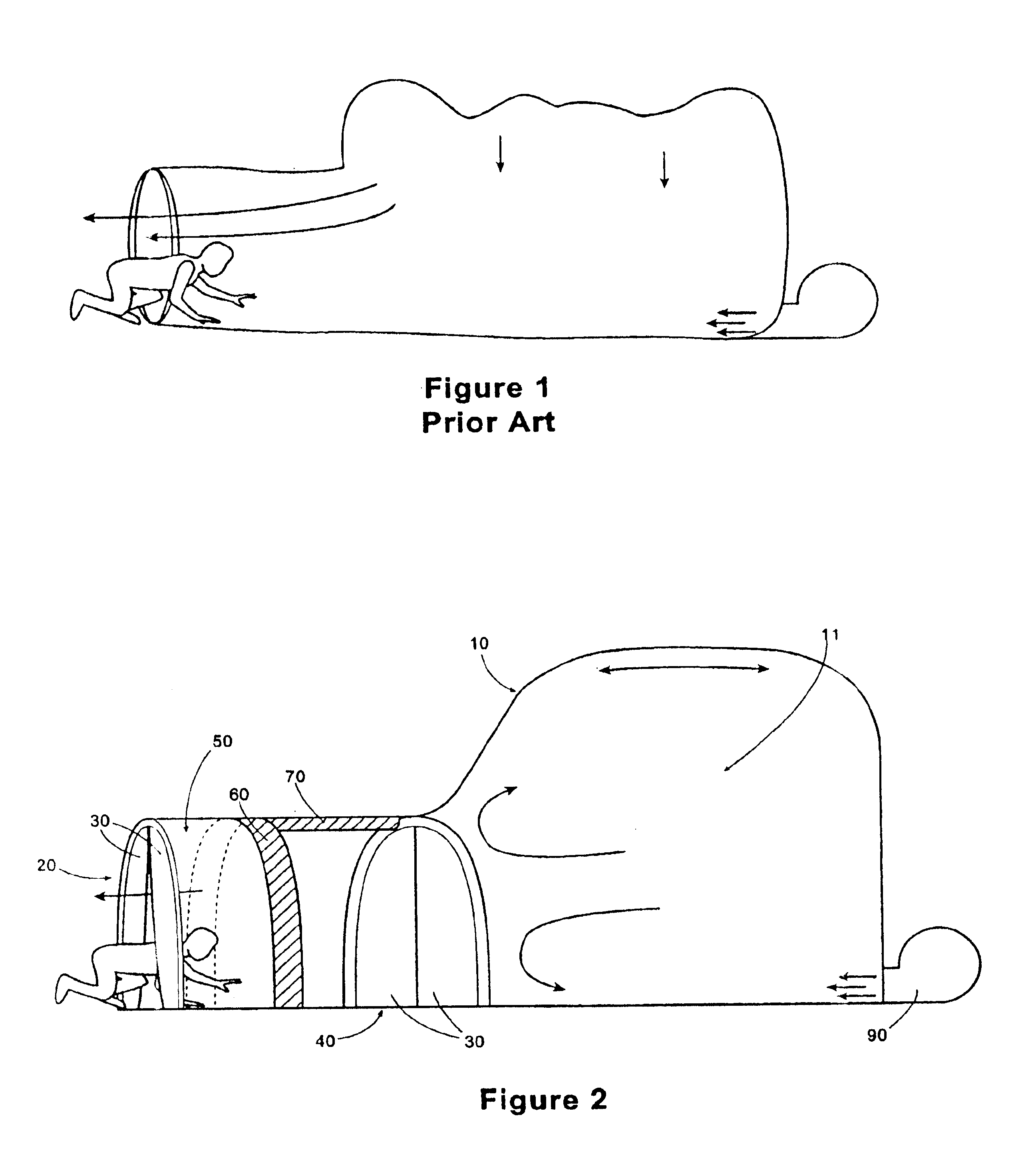 Double entrance for use in an inflatable enclosure