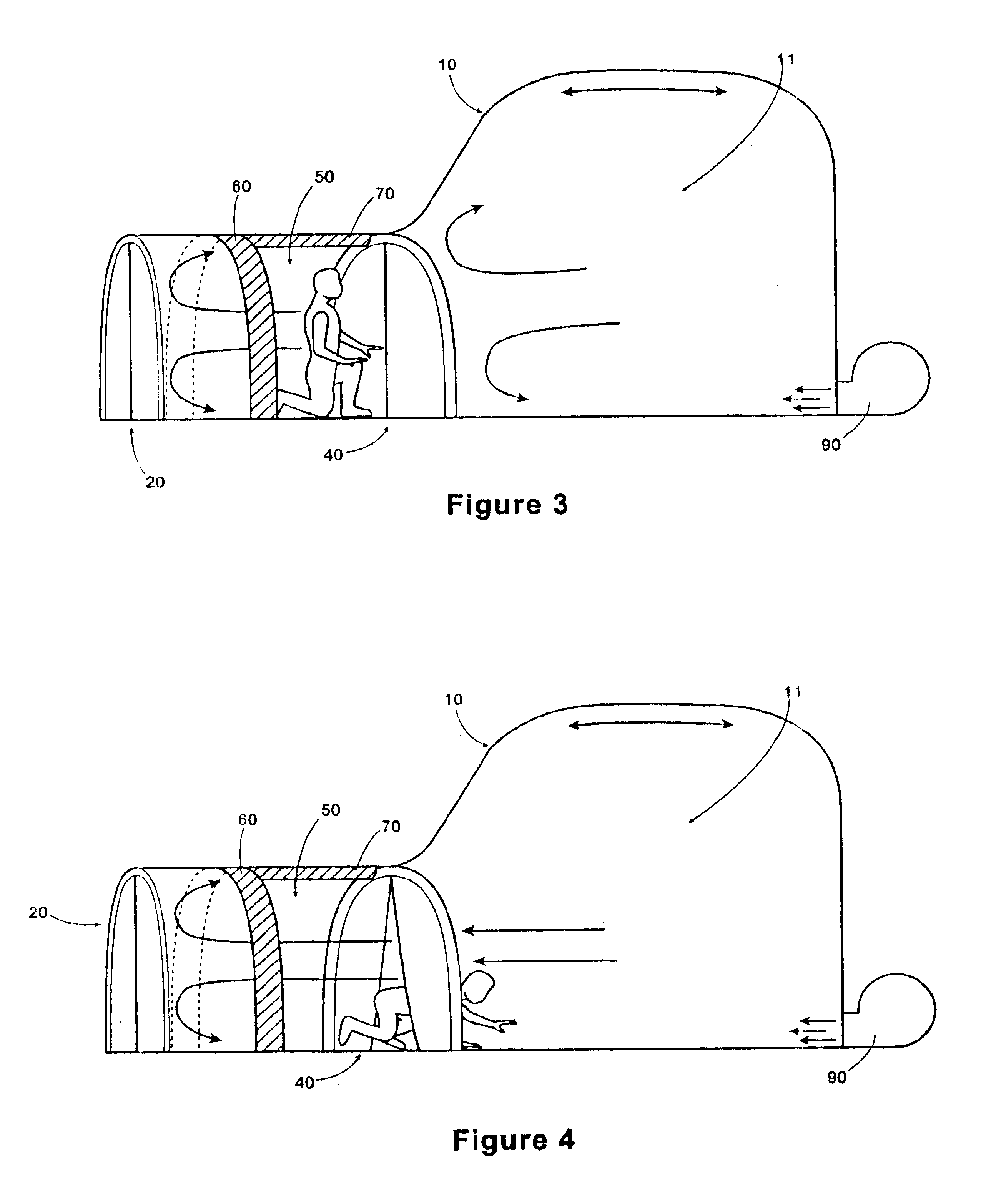 Double entrance for use in an inflatable enclosure