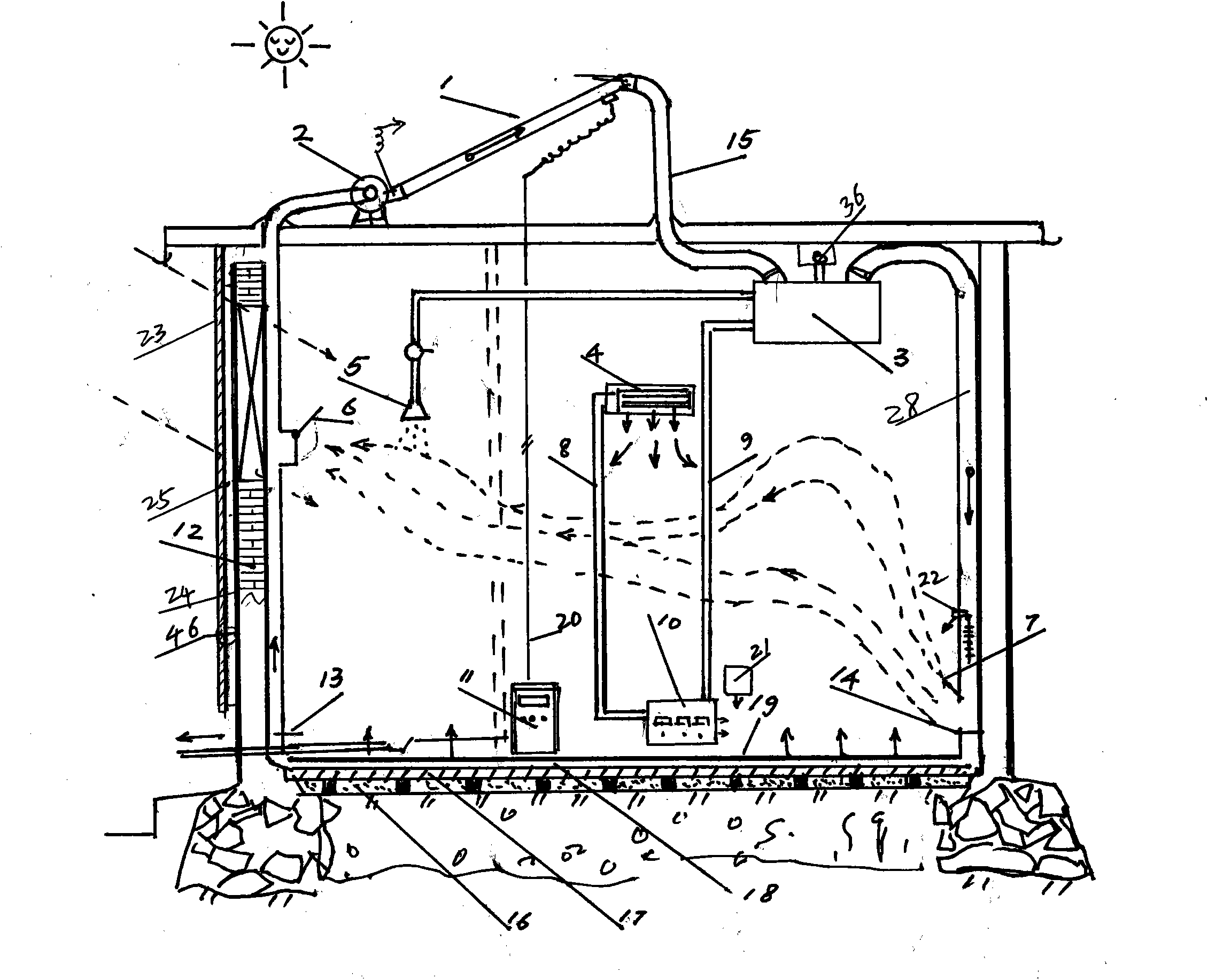 Solar warming, water-heating, refrigeration and illumination device