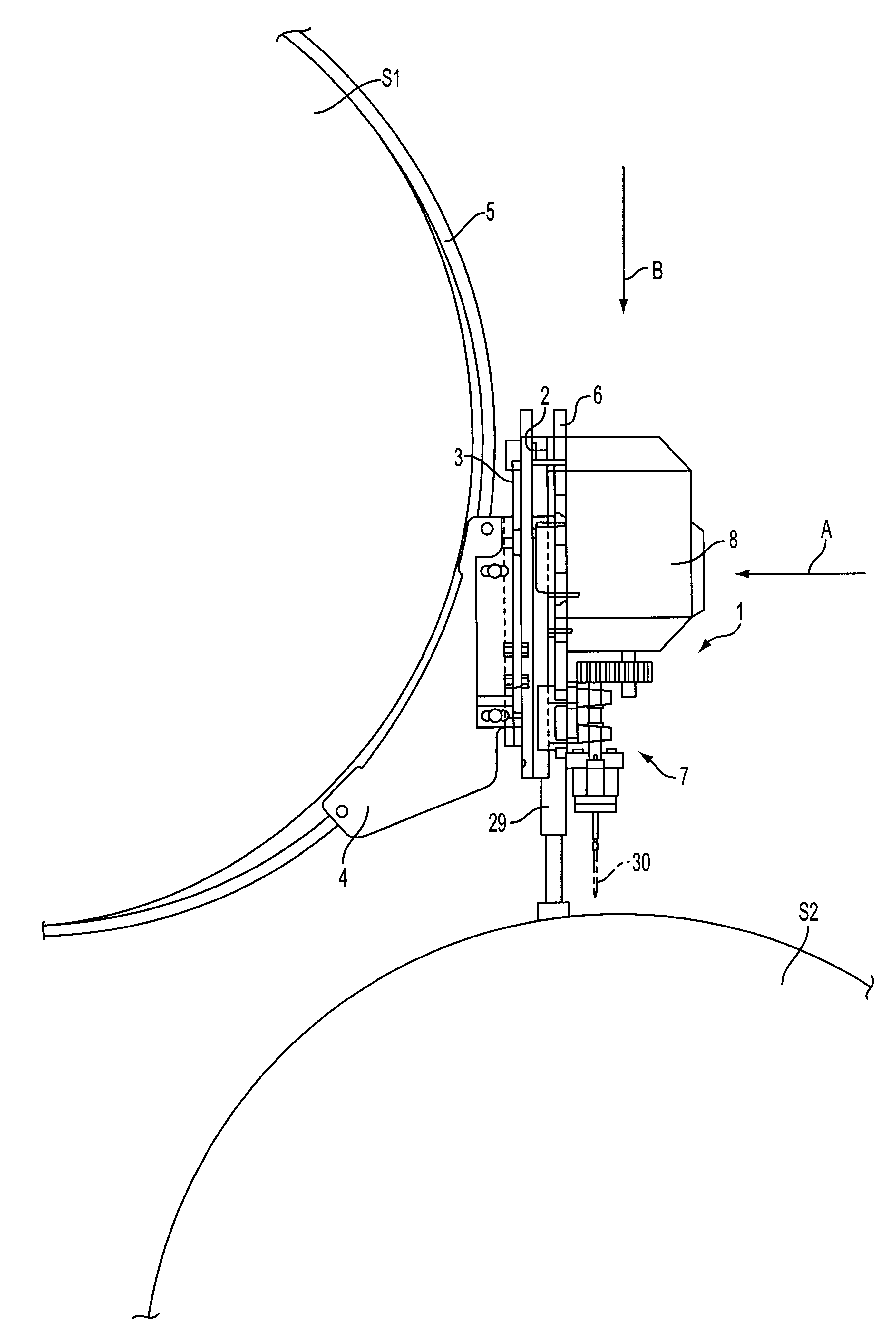 Process and apparatus for drilling holes in the shell of a cylinder