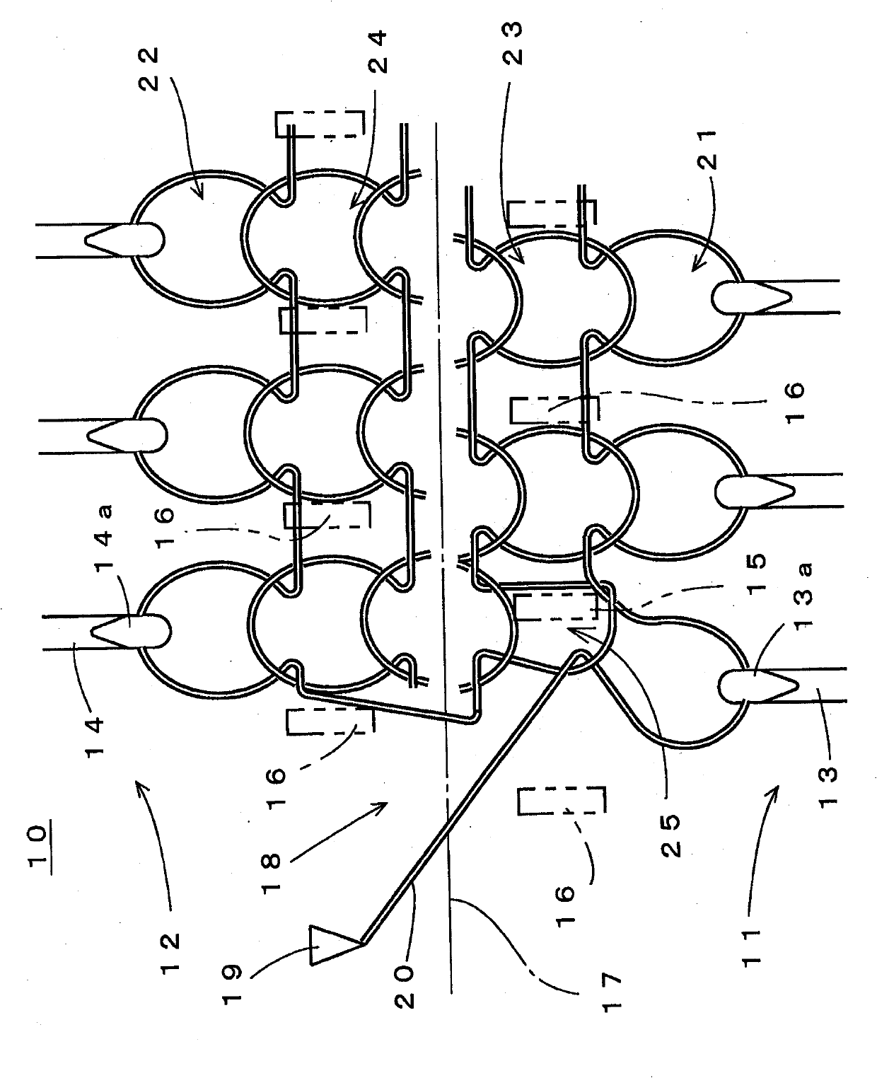 Flat knitting machine for knitting cylindrical knitted fabric and method of knitting cylindrical knitted fabric