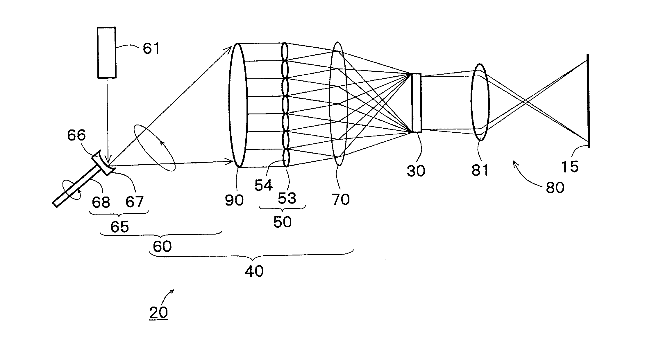 Optical scanning device, illumination device, projection apparatus and optical device