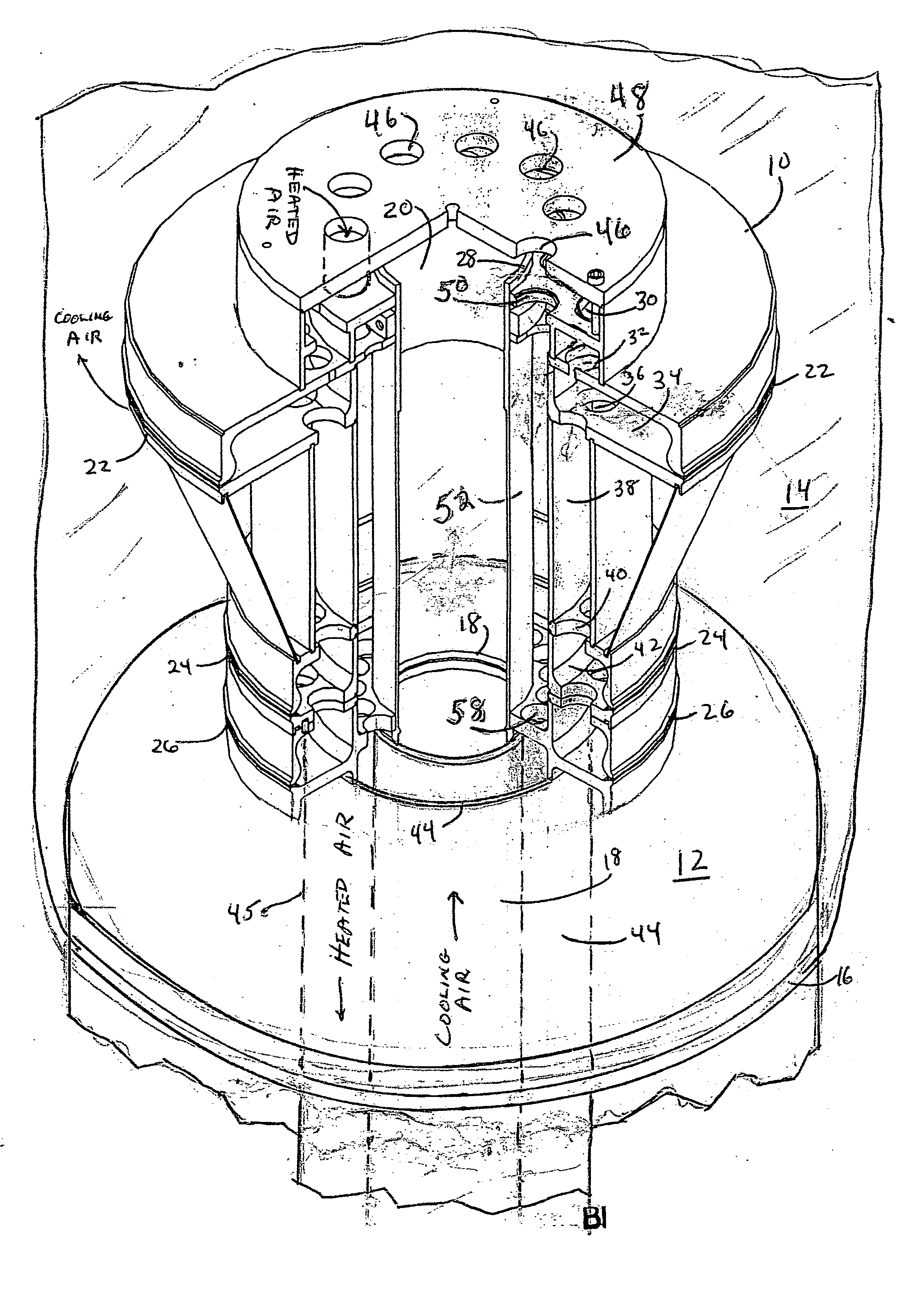 Internal bubble cooling unit for extruded thin wall thermoplastic sheet