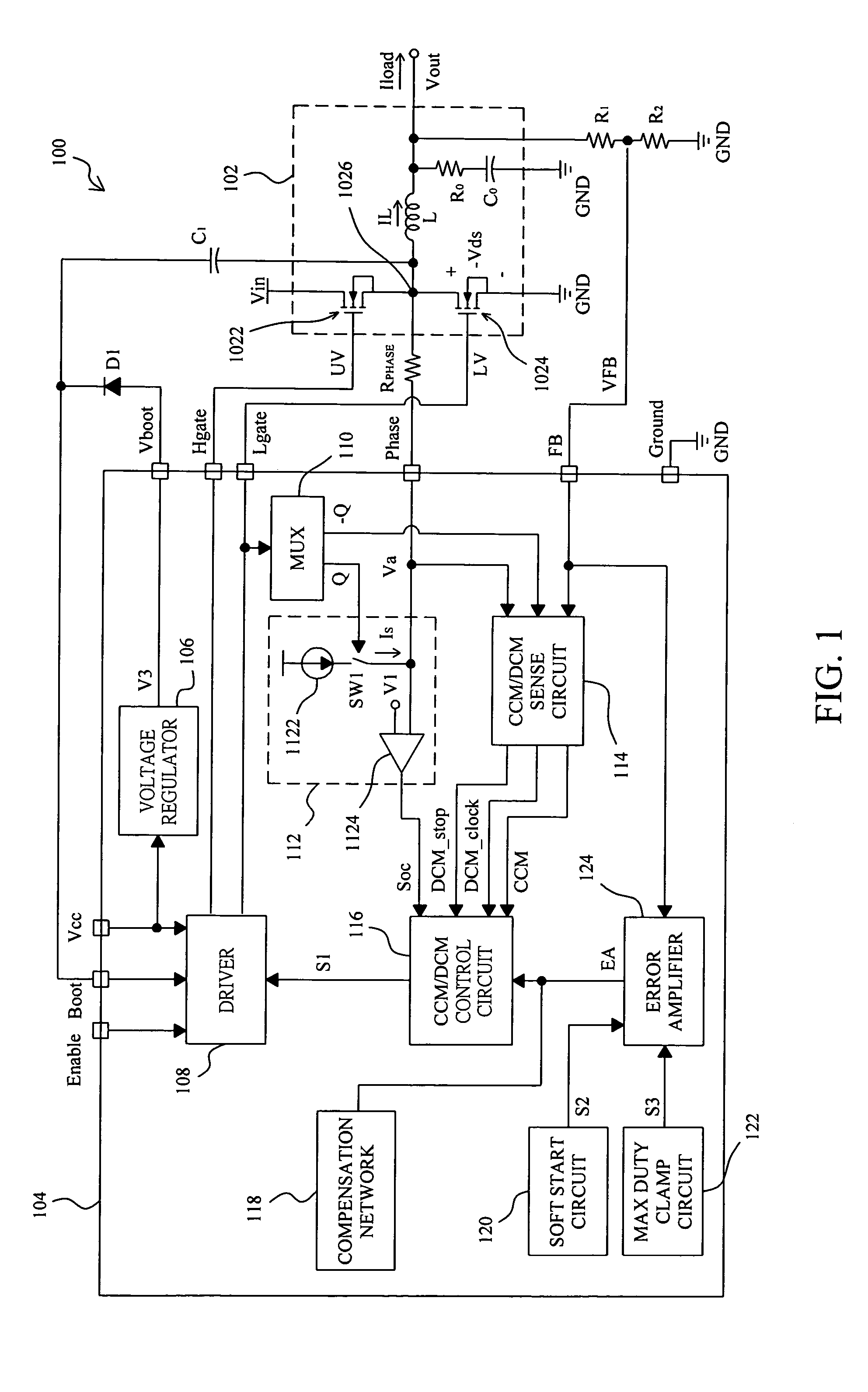 Controller in a voltage mode buck converter for implementing a mode-switch function and an over-current protection by a multifunction pin and method thereof