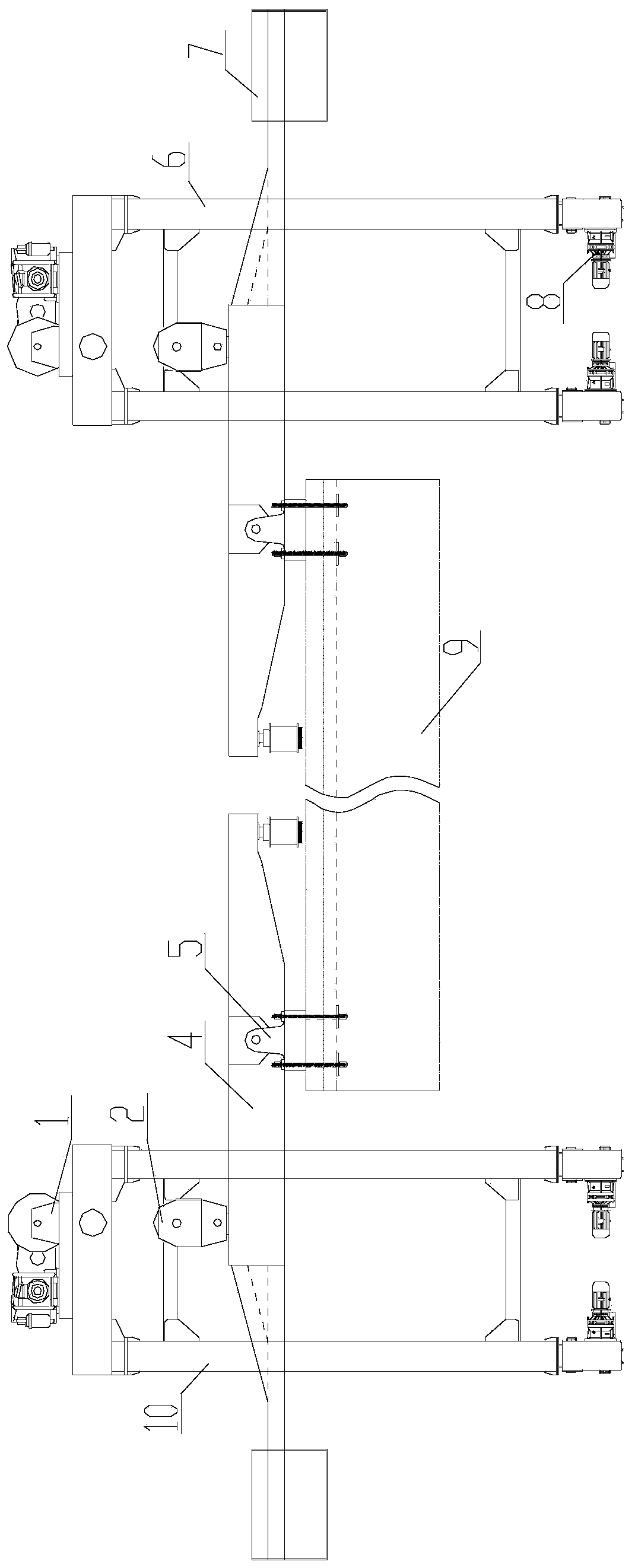 Split type girder moving crane