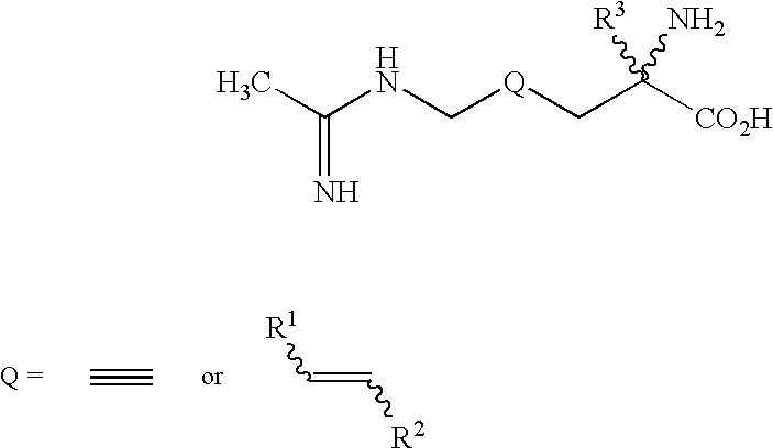 2-Amino-2-alkyl-4 hexenoic and hexynoic acid derivatives useful as nitric oxide synthase inhibitors