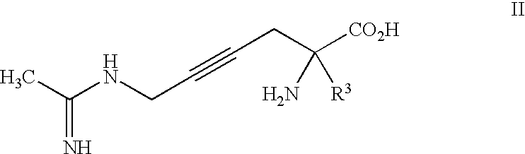 2-Amino-2-alkyl-4 hexenoic and hexynoic acid derivatives useful as nitric oxide synthase inhibitors