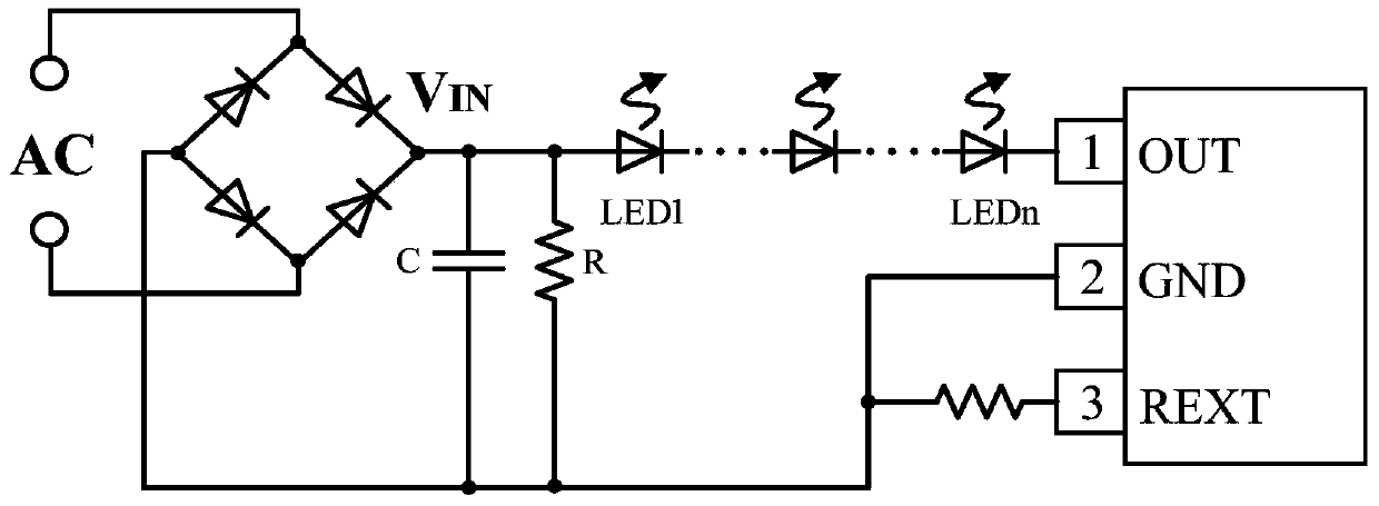 A single-segment linear constant power LED drive circuit and method