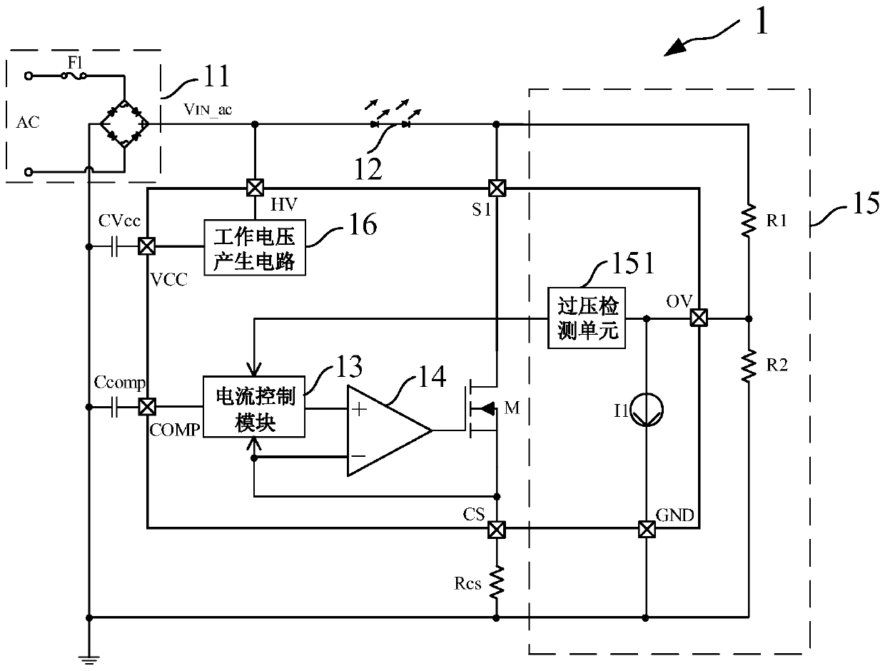 A single-segment linear constant power LED drive circuit and method