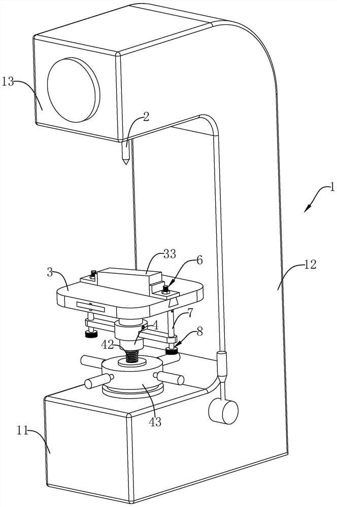 A Rockwell hardness tester with the function of adjusting the angle of the measuring platform