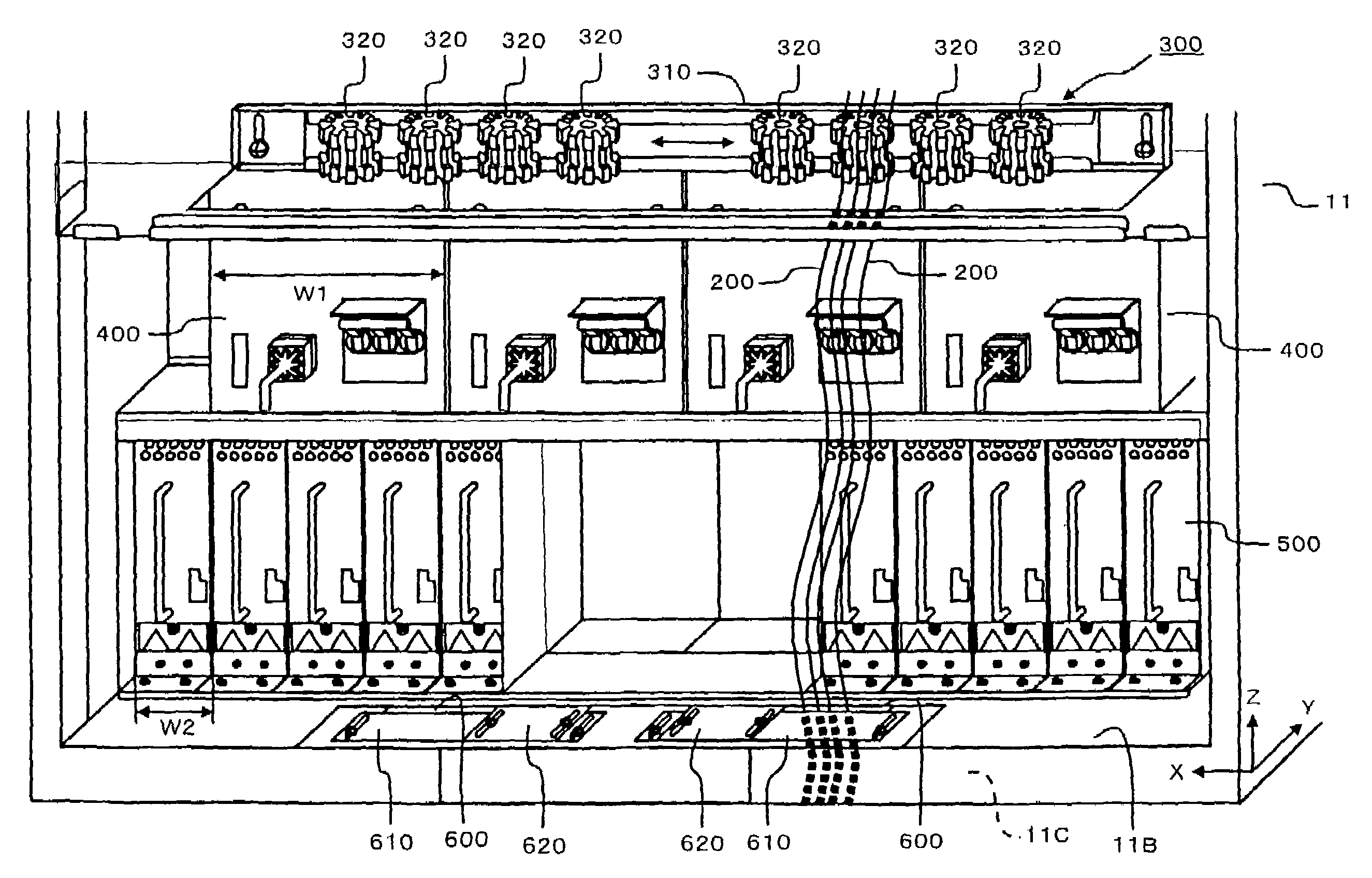 Disk array device and disk array device cable support method