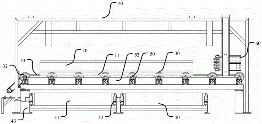 A scrap collection device used in a log processing line