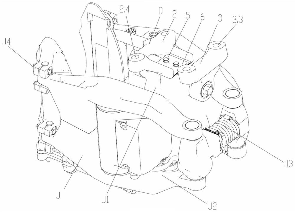 Hanging device, brake clamp unit adopting same and hanging connection method