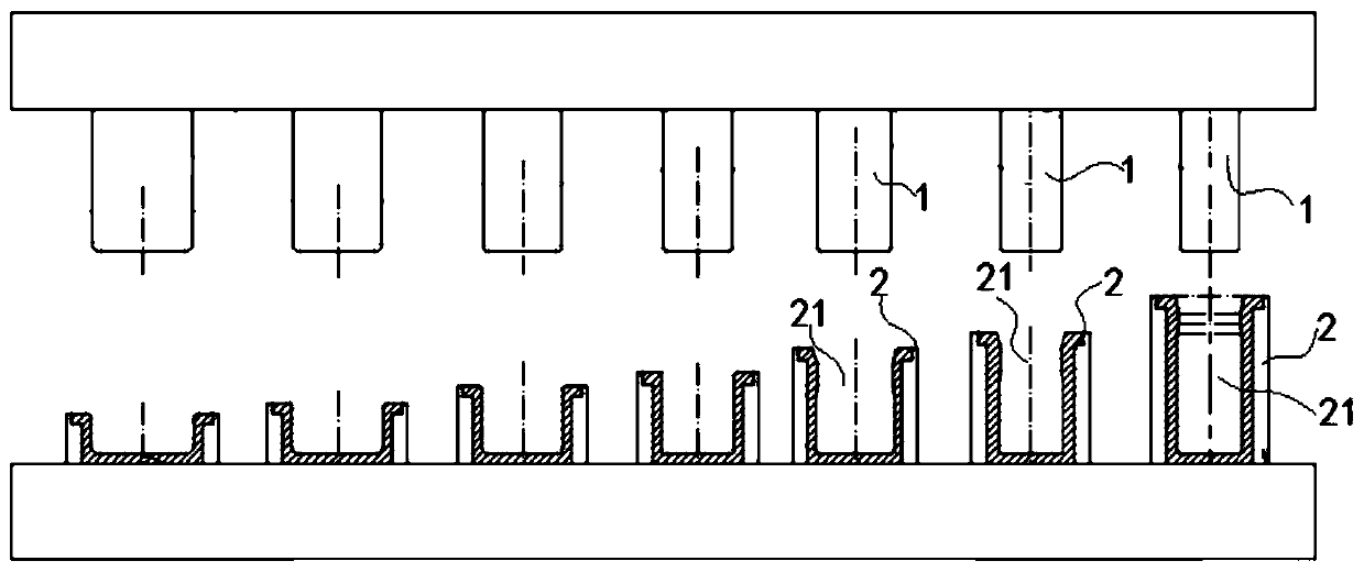 Deep cylinder piece high-thinning-rate deep drawing technology