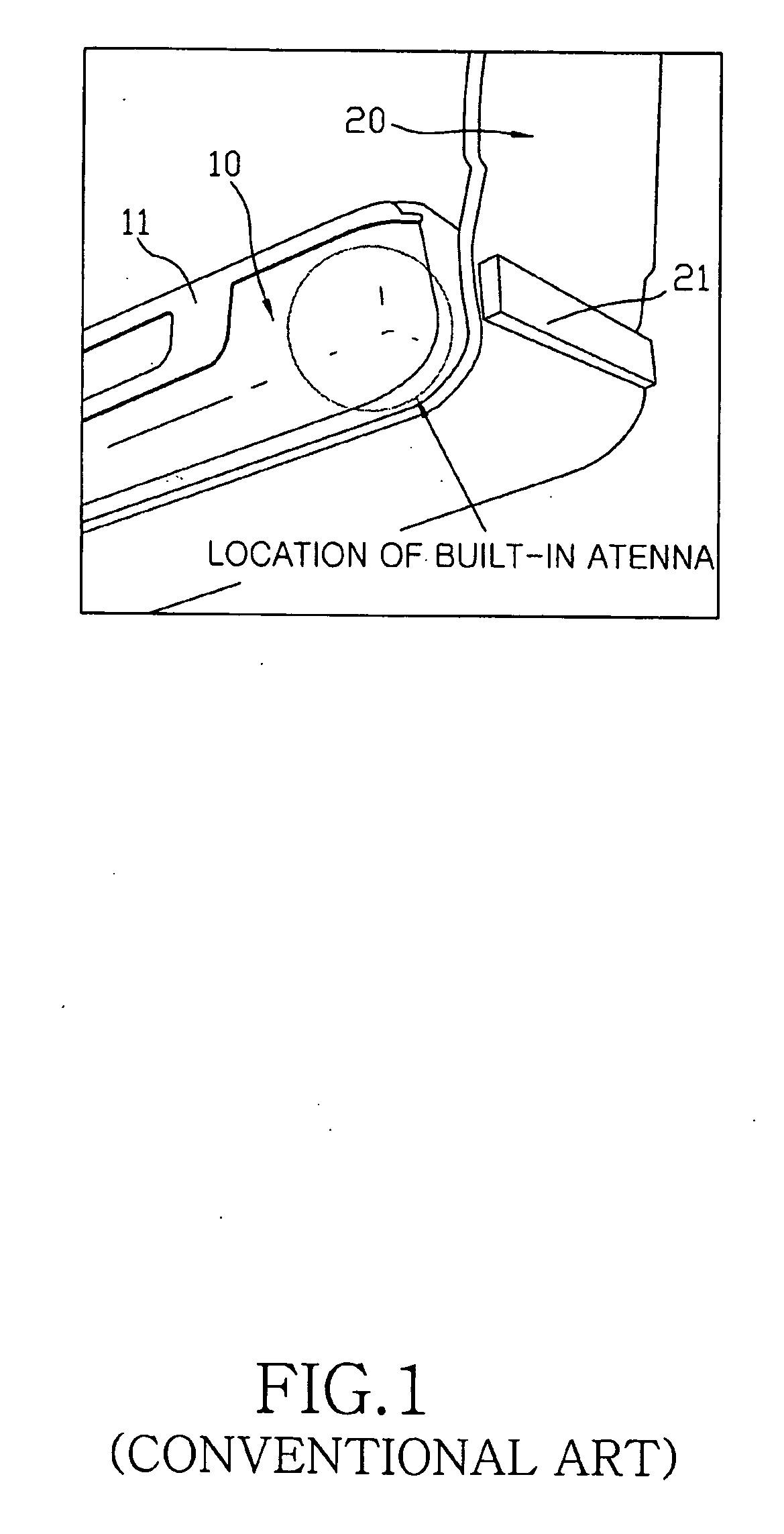 Antenna device of portable wireless terminal