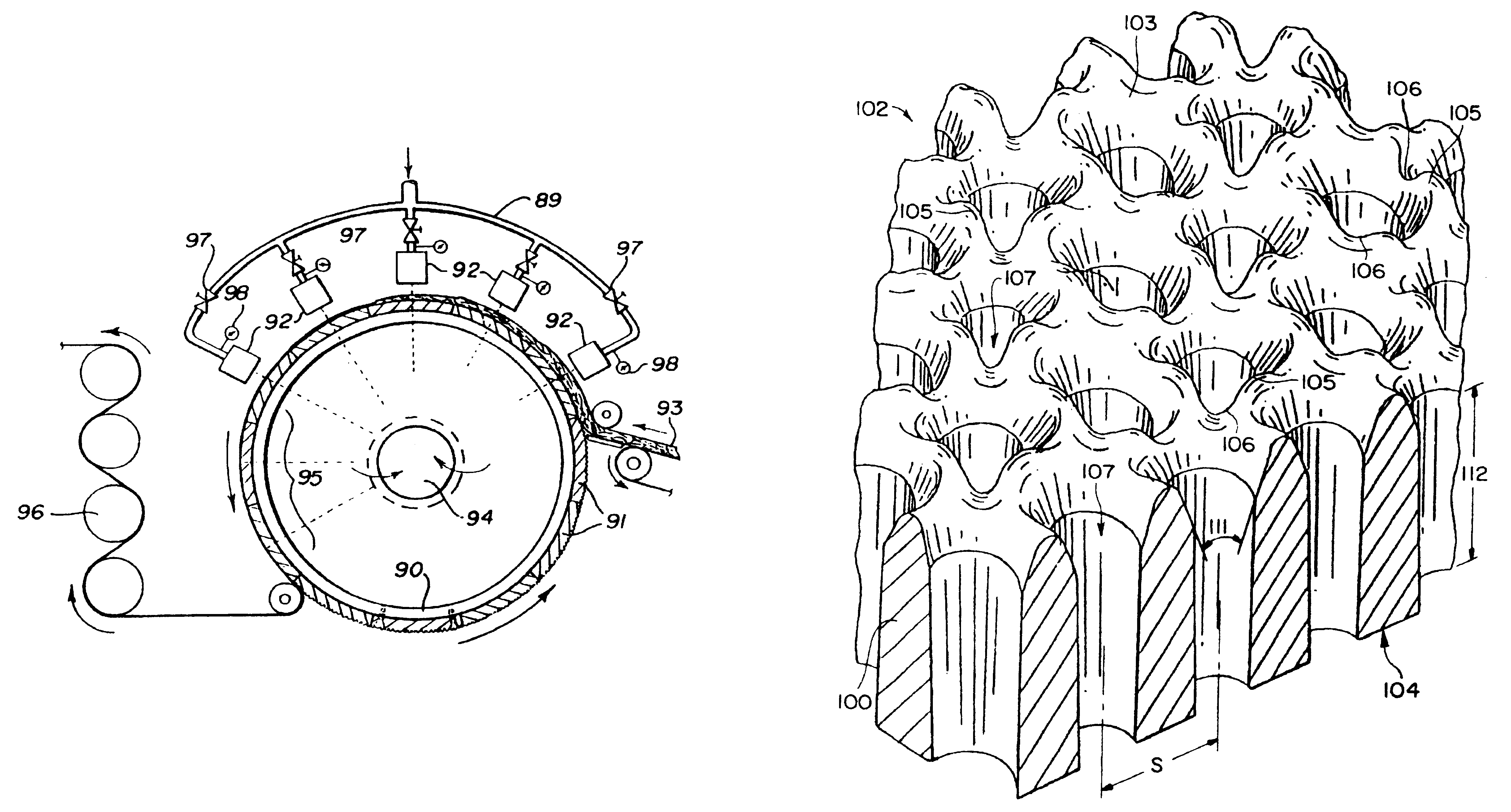 Apparatus for making nonwoven fabrics having raised portions