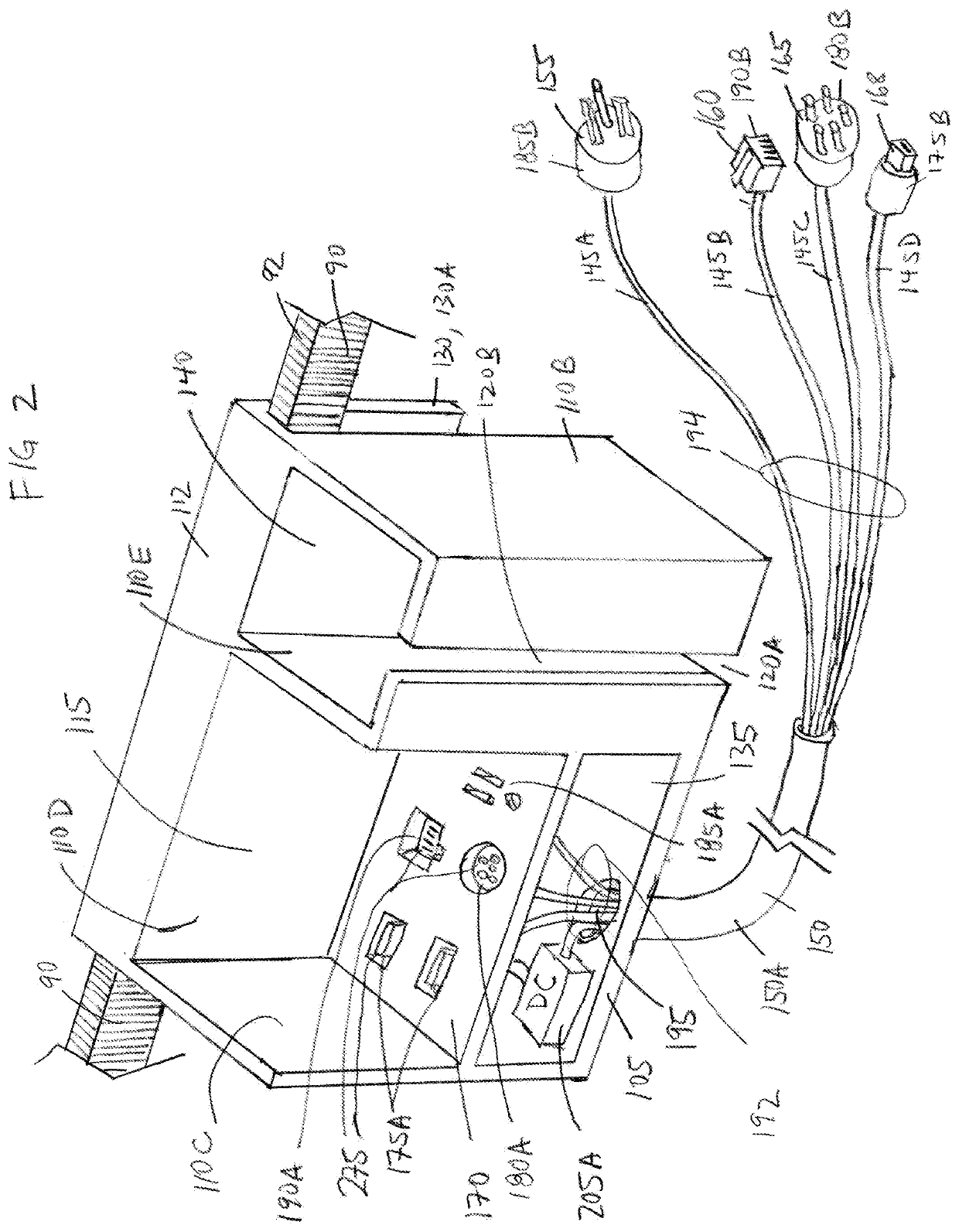 Electrically Active Hospital Bed Caddy with Adjustable Mobile Device Mount and Cable Harness