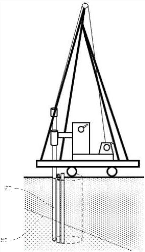 Pile foundation construction method for pre-drilling guide hole in inclined rock stratum