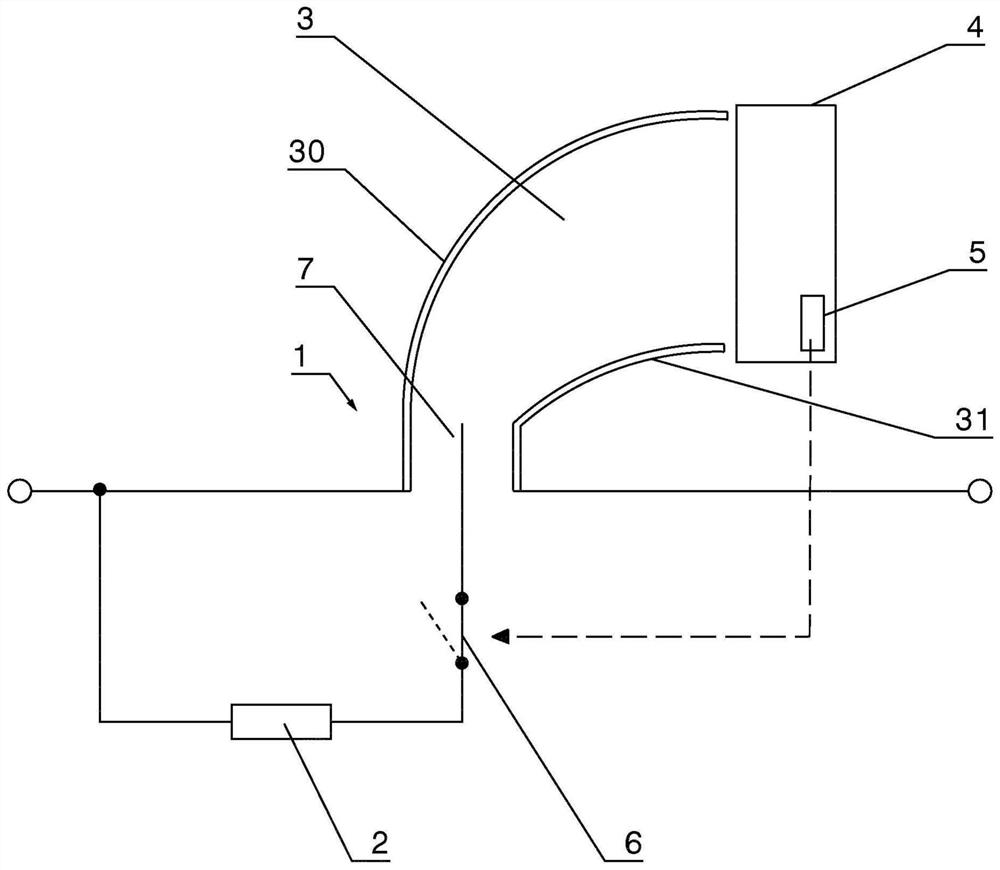 Over-voltage protection arrangement having a horn gap located in an insulating housing having a deionization chamber for arc extinguishing