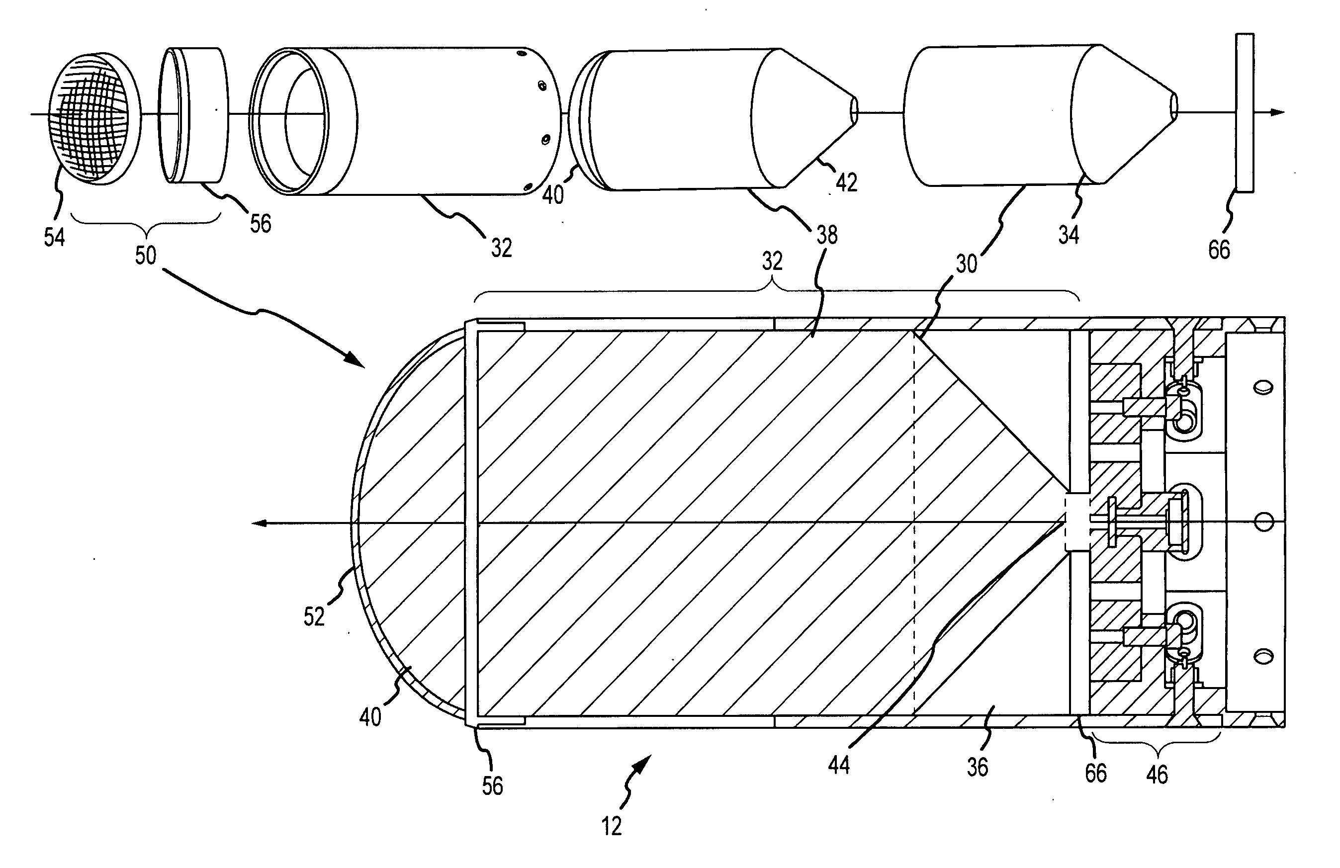 Forward firing fragmentation warhead