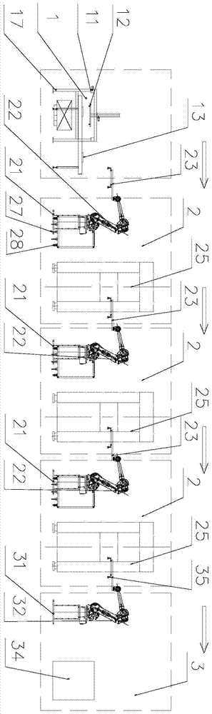 Unit type automatic punching robot flexible connection mode