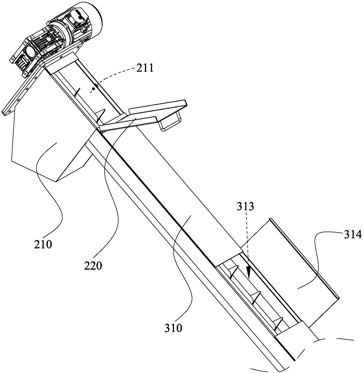 Chemical agent spirally feeding device and industrial wastewater treatment device thereof