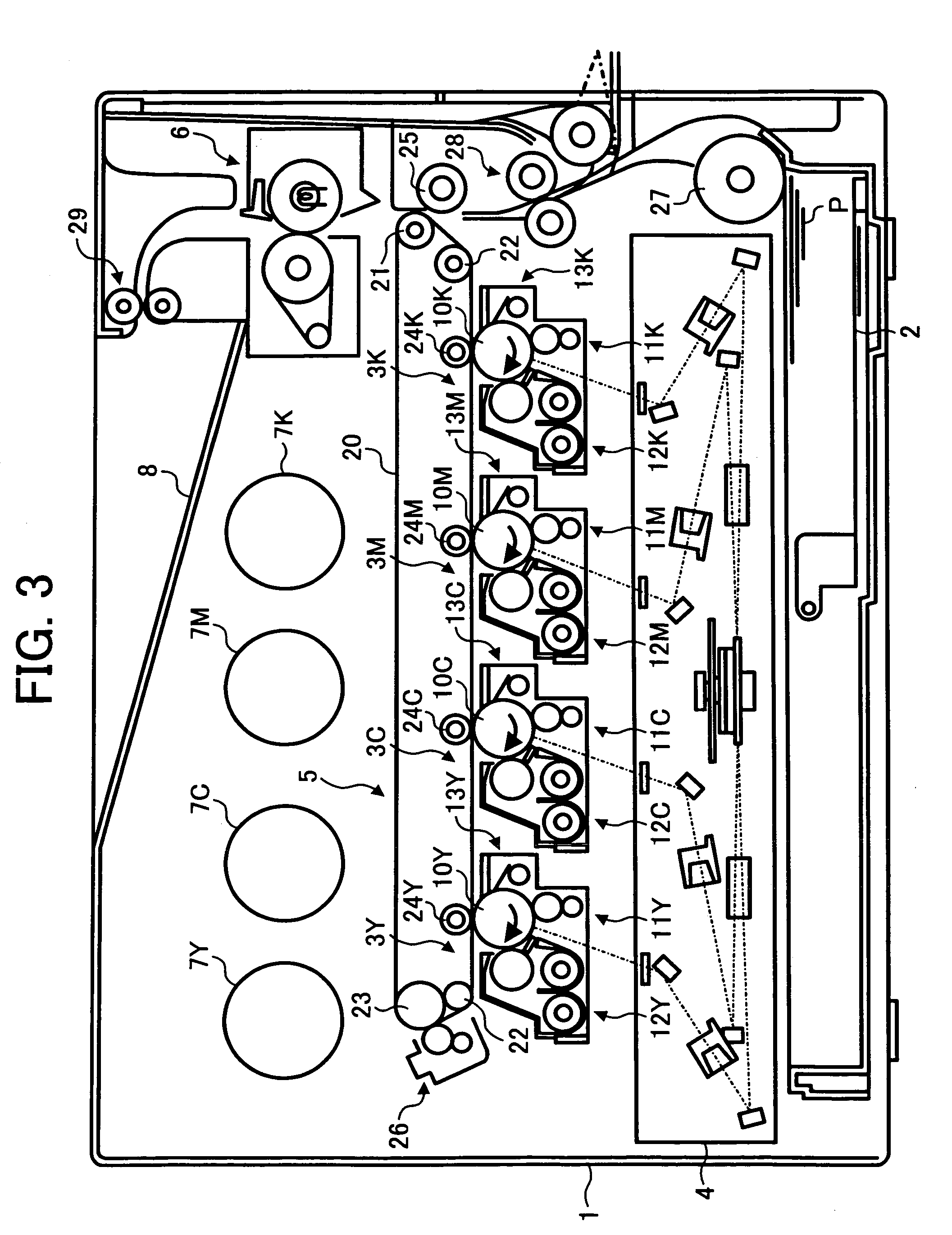 Image forming apparatus including a magnetic brush developing system using a two-component developer comprising toner and carrier