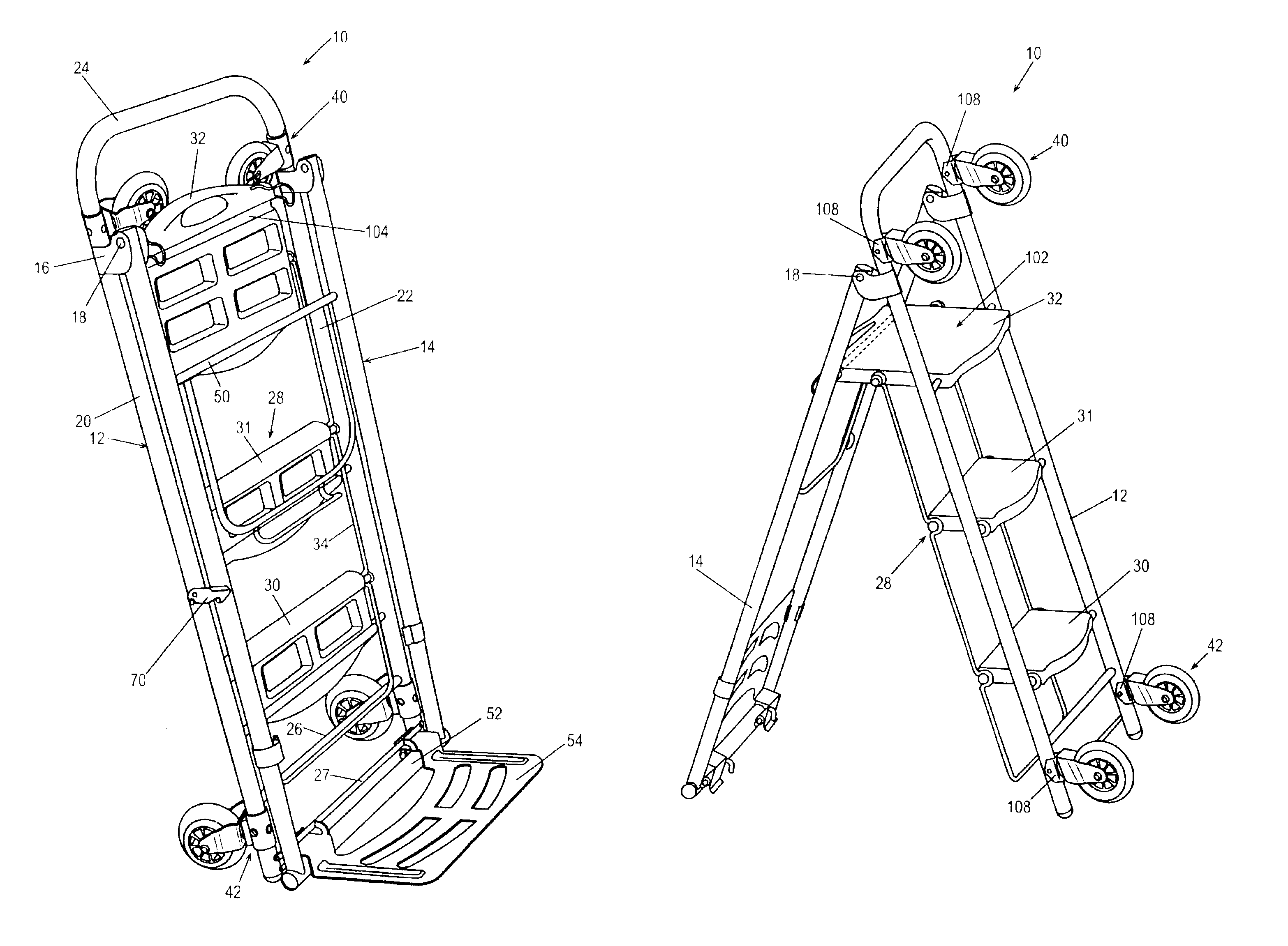 Combination hand truck, step ladder and dolly