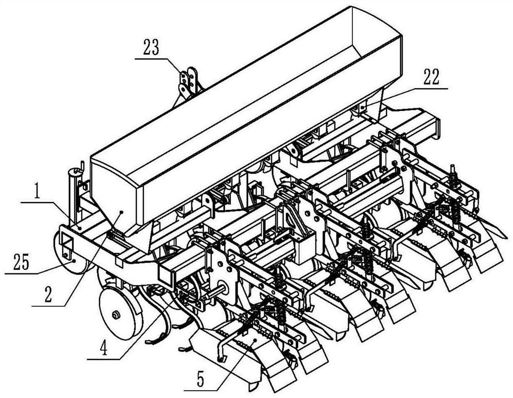 Cotton intertillage fertilization ridging machine